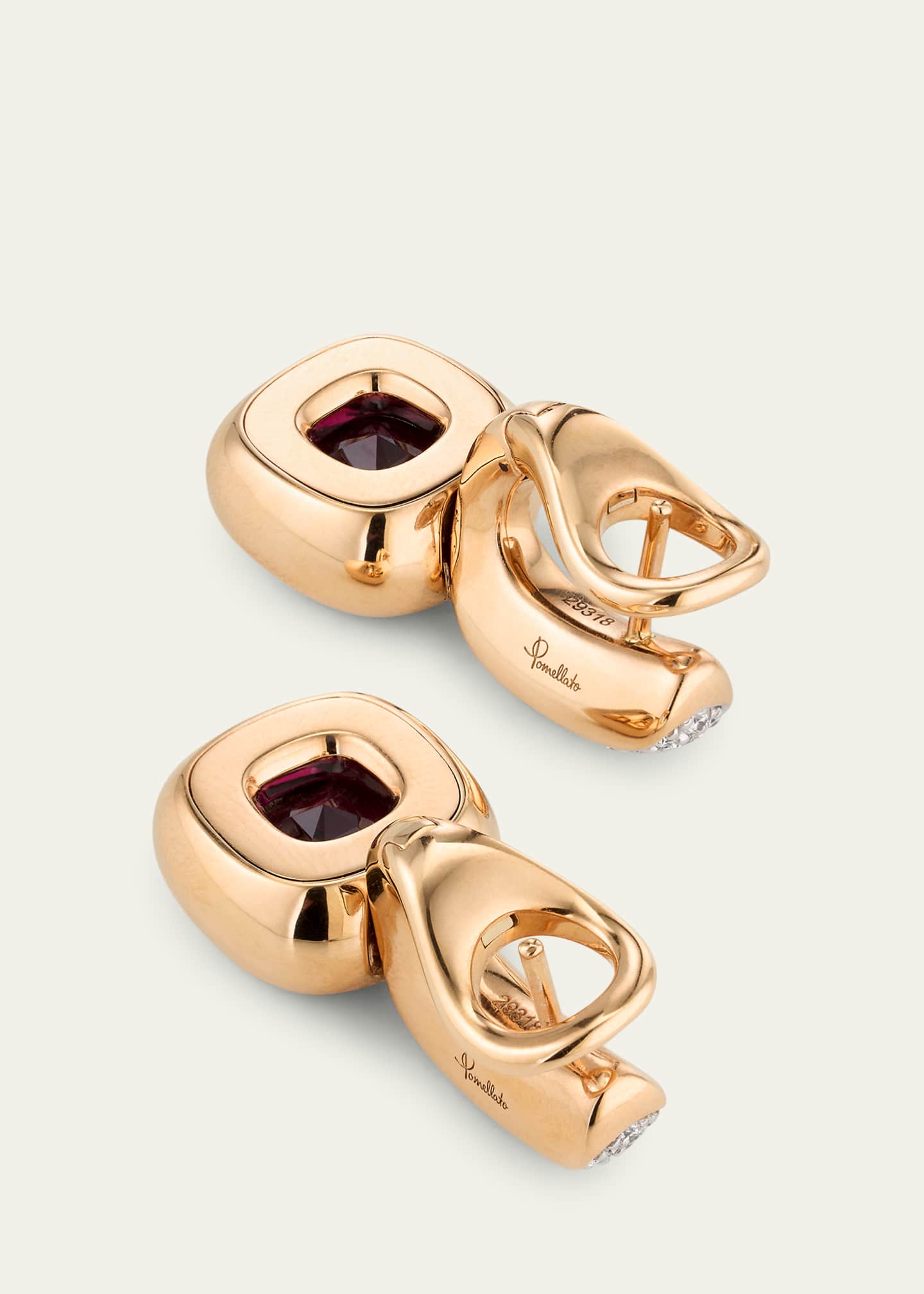 Pomellato Nudo 18K Diamond and Rubellite Drop Earrings Image 4 of 4