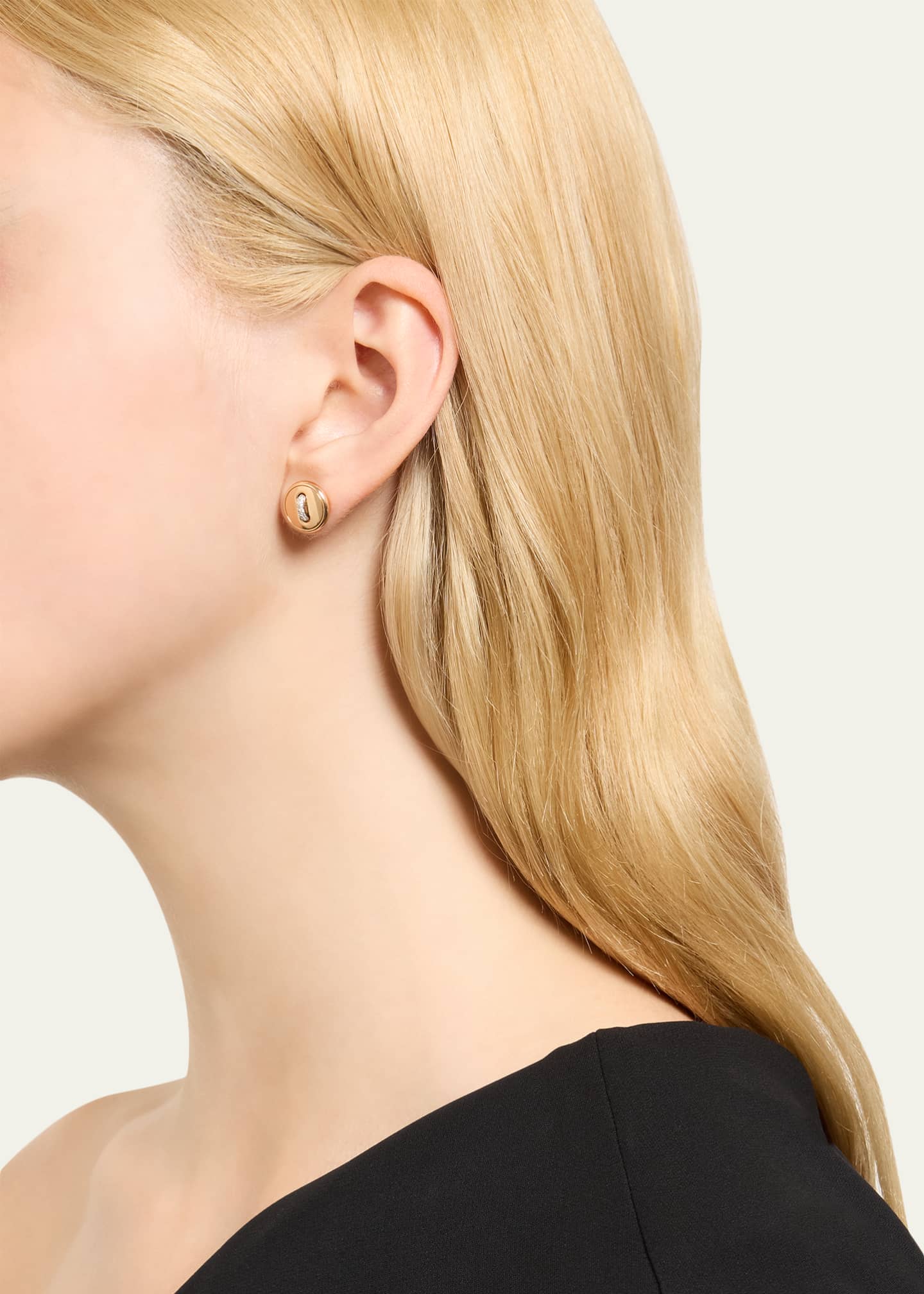Pomellato Pom Pom Dot 18K Rose Gold Diamond Button Earrings Image 2 of 3