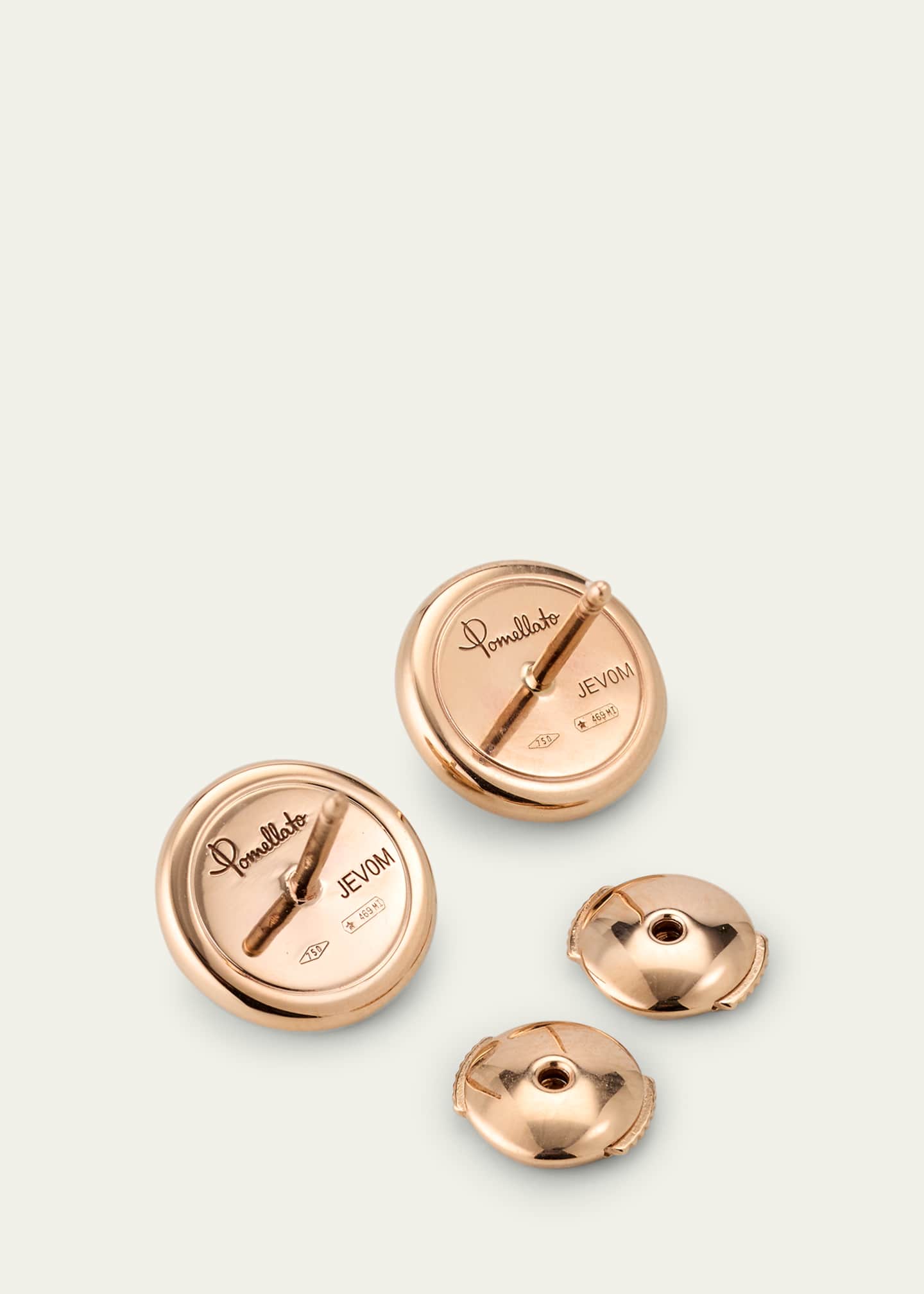 Pomellato Pom Pom Dot 18K Rose Gold Diamond Button Earrings Image 4 of 4