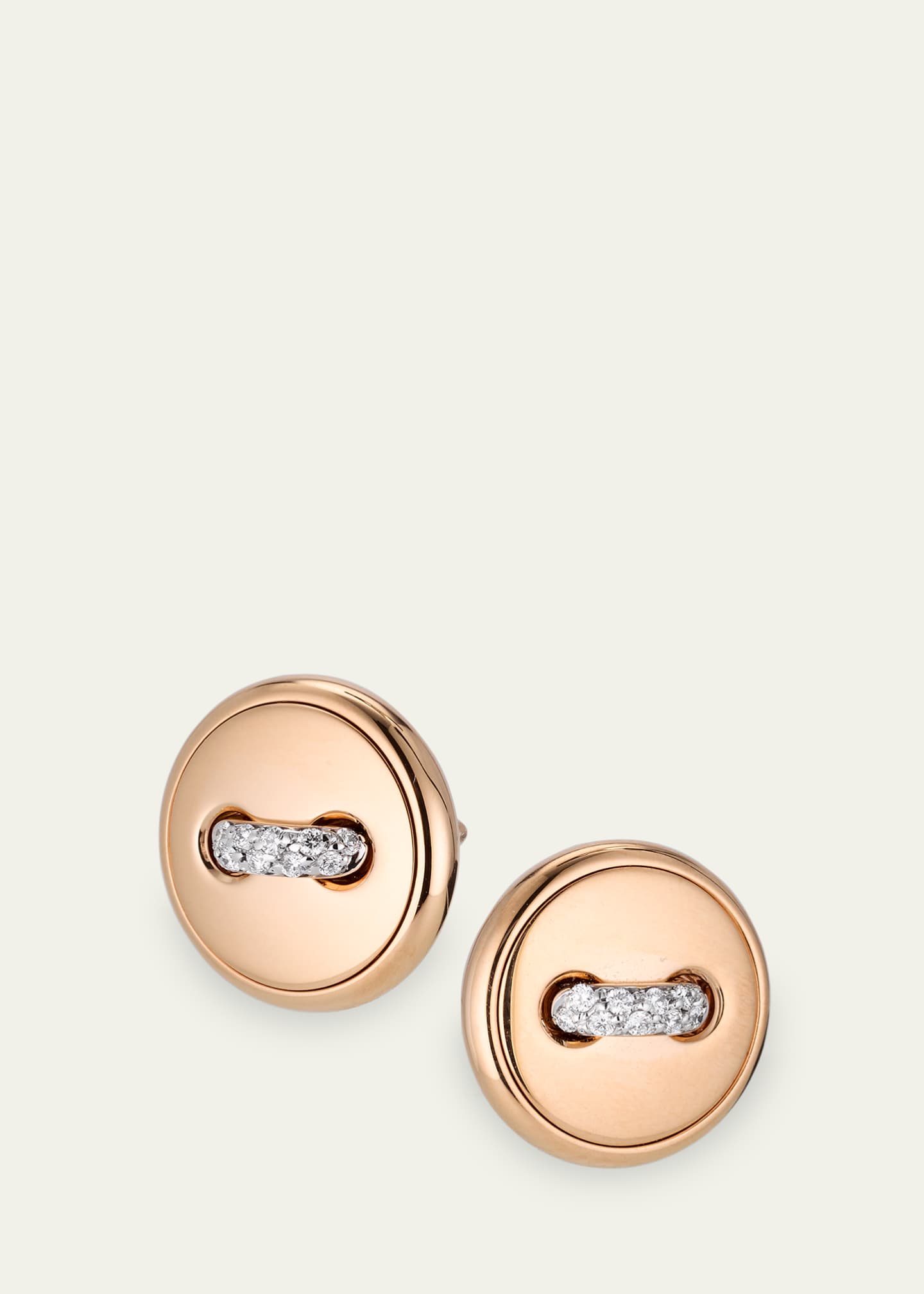 Pomellato Pom Pom Dot 18K Rose Gold Diamond Button Earrings Image 1 of 3