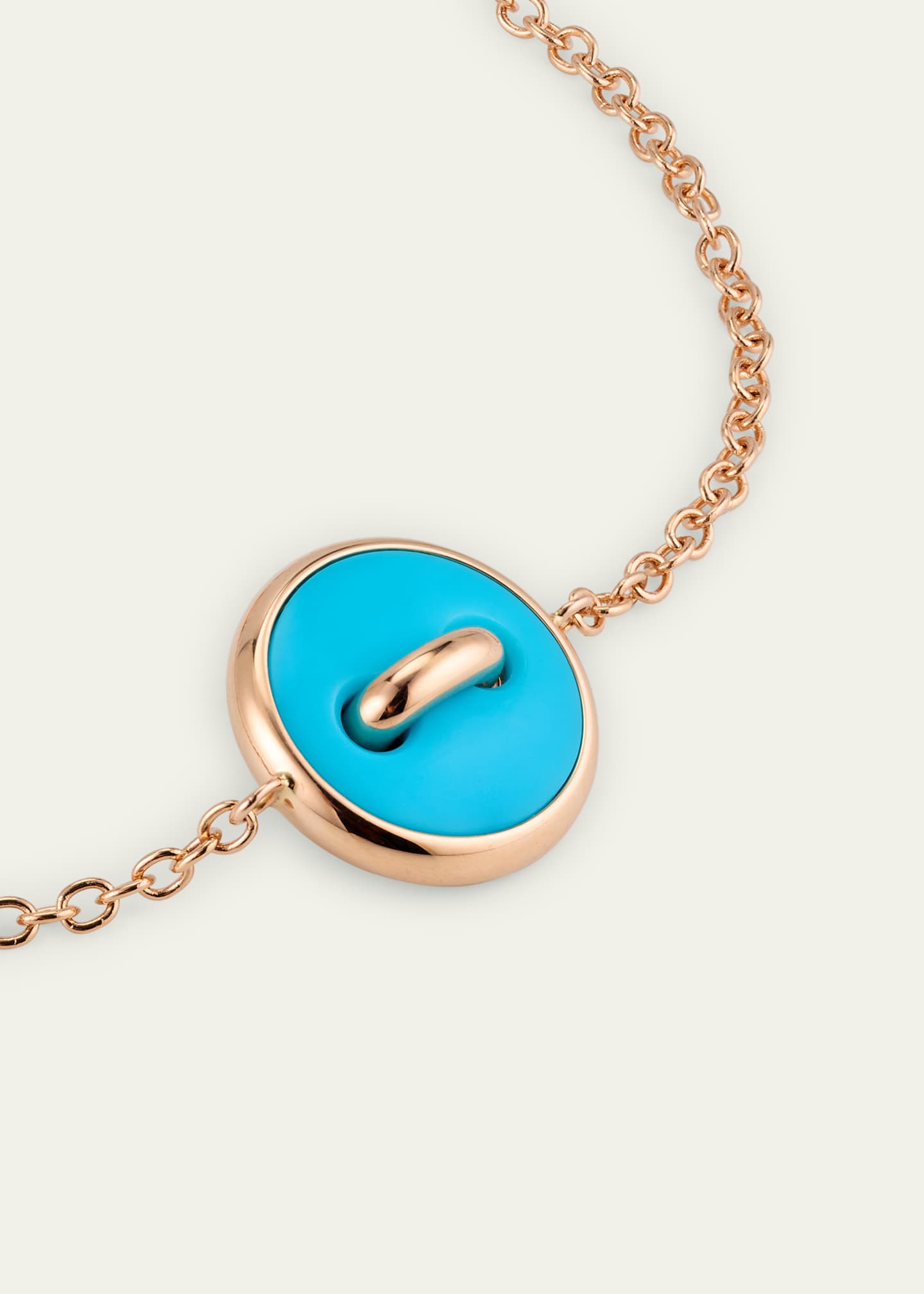 Pomellato Pom Pom Dot 18K Rose Gold Diamond and Turquoise Chain Bracelet Image 3 of 5