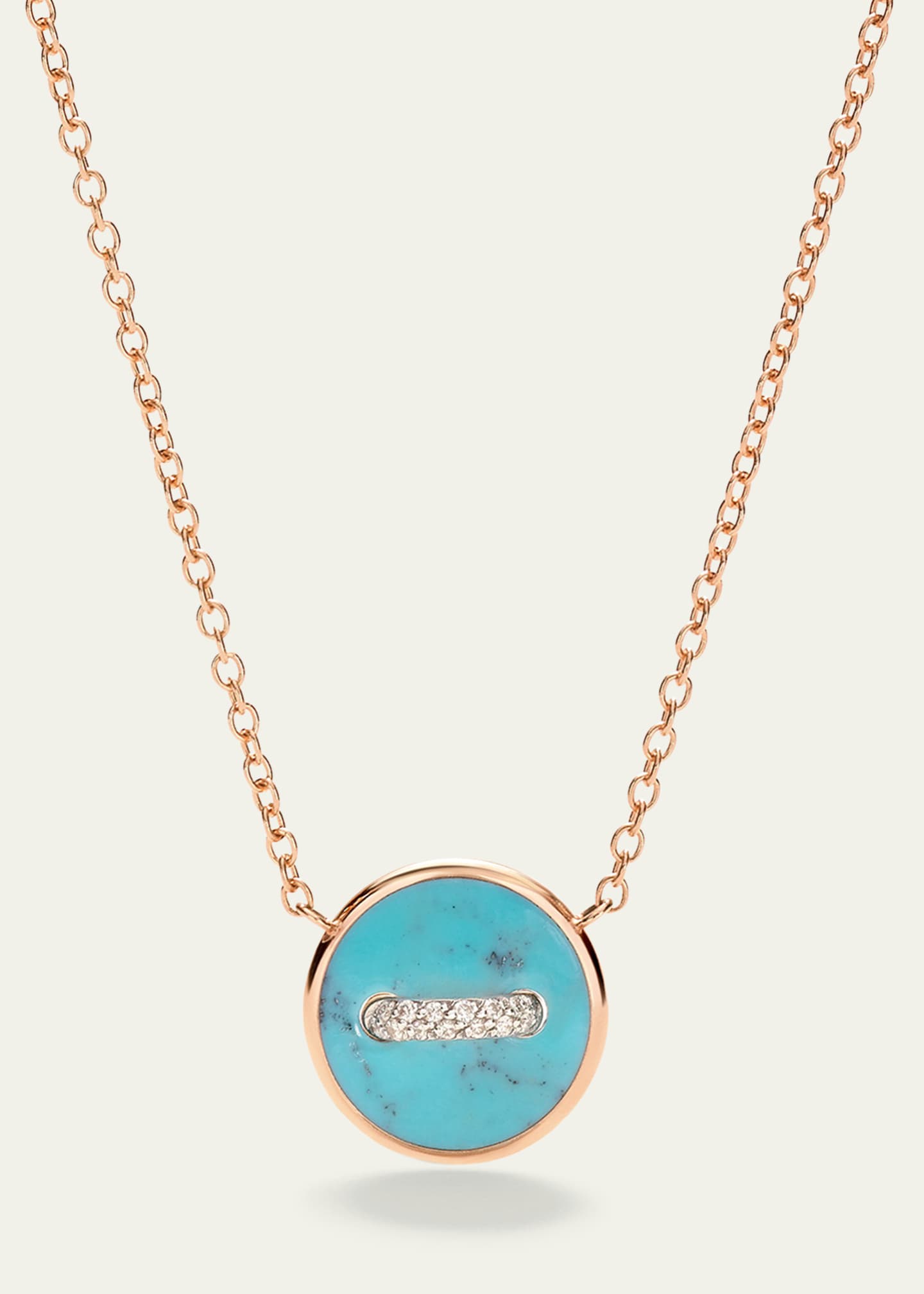 Pomellato Pom Pom Dot 18K Rose Gold Diamond and Turquoise Pendant Necklace Image 4 of 4