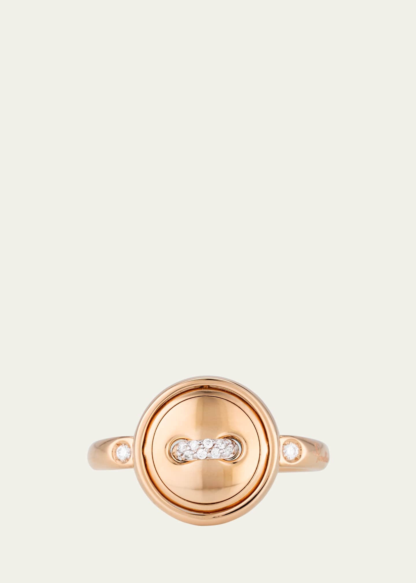 Pomellato Pom Pom Dot 18K Rose Gold Diamond and Turquoise Flip Ring Image 1 of 2