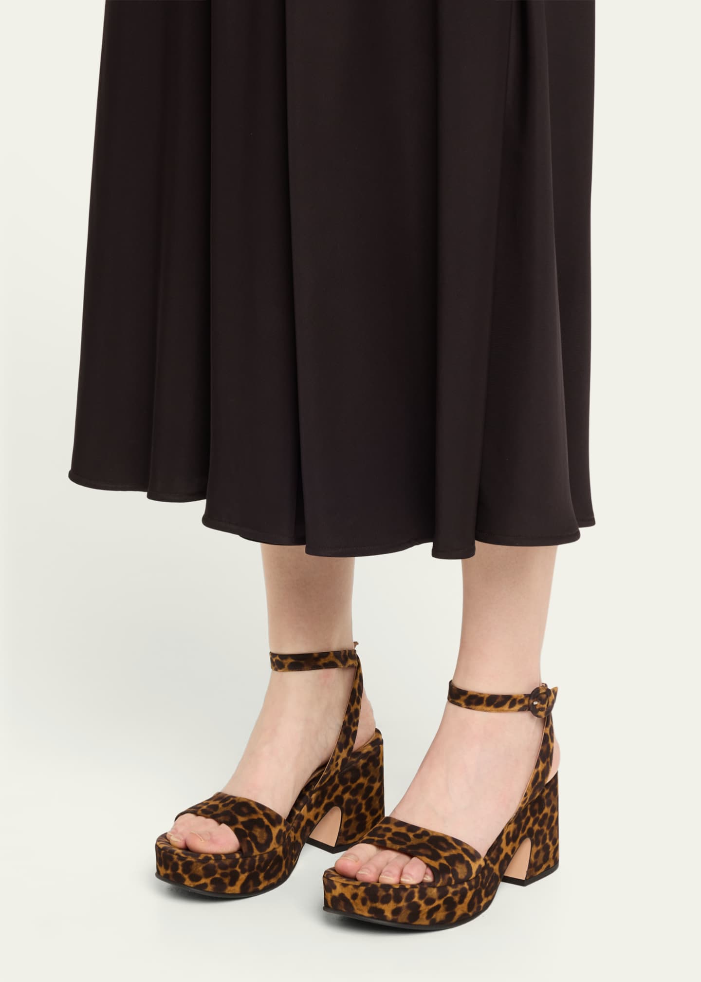 Gianvito Rossi Alma Leopard Ankle-Strap Platform Sandals Image 2 of 6
