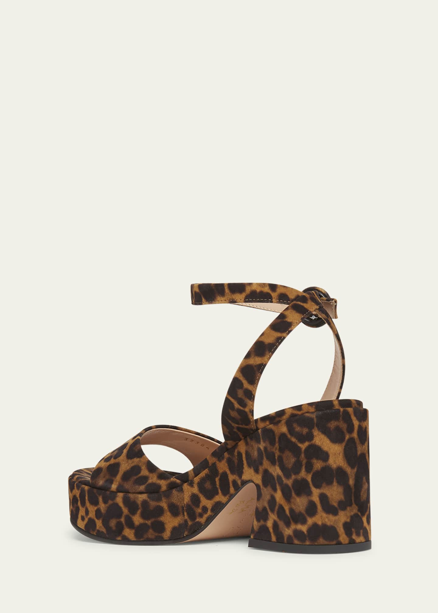 Gianvito Rossi Alma Leopard Ankle-Strap Platform Sandals Image 4 of 6