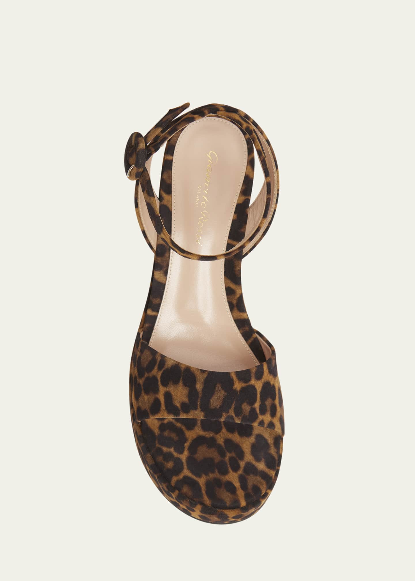 Gianvito Rossi Alma Leopard Ankle-Strap Platform Sandals Image 6 of 6