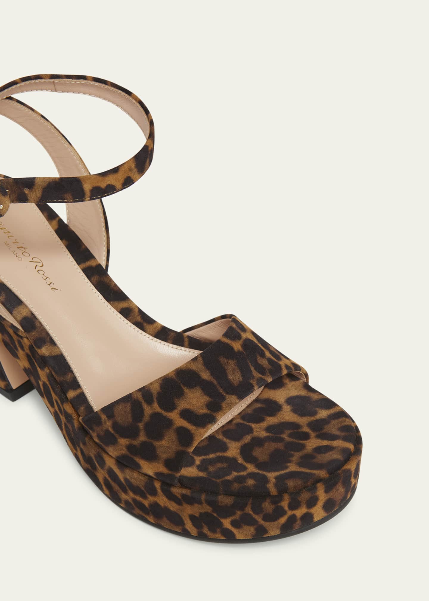 Gianvito Rossi Alma Leopard Ankle-Strap Platform Sandals Image 5 of 6