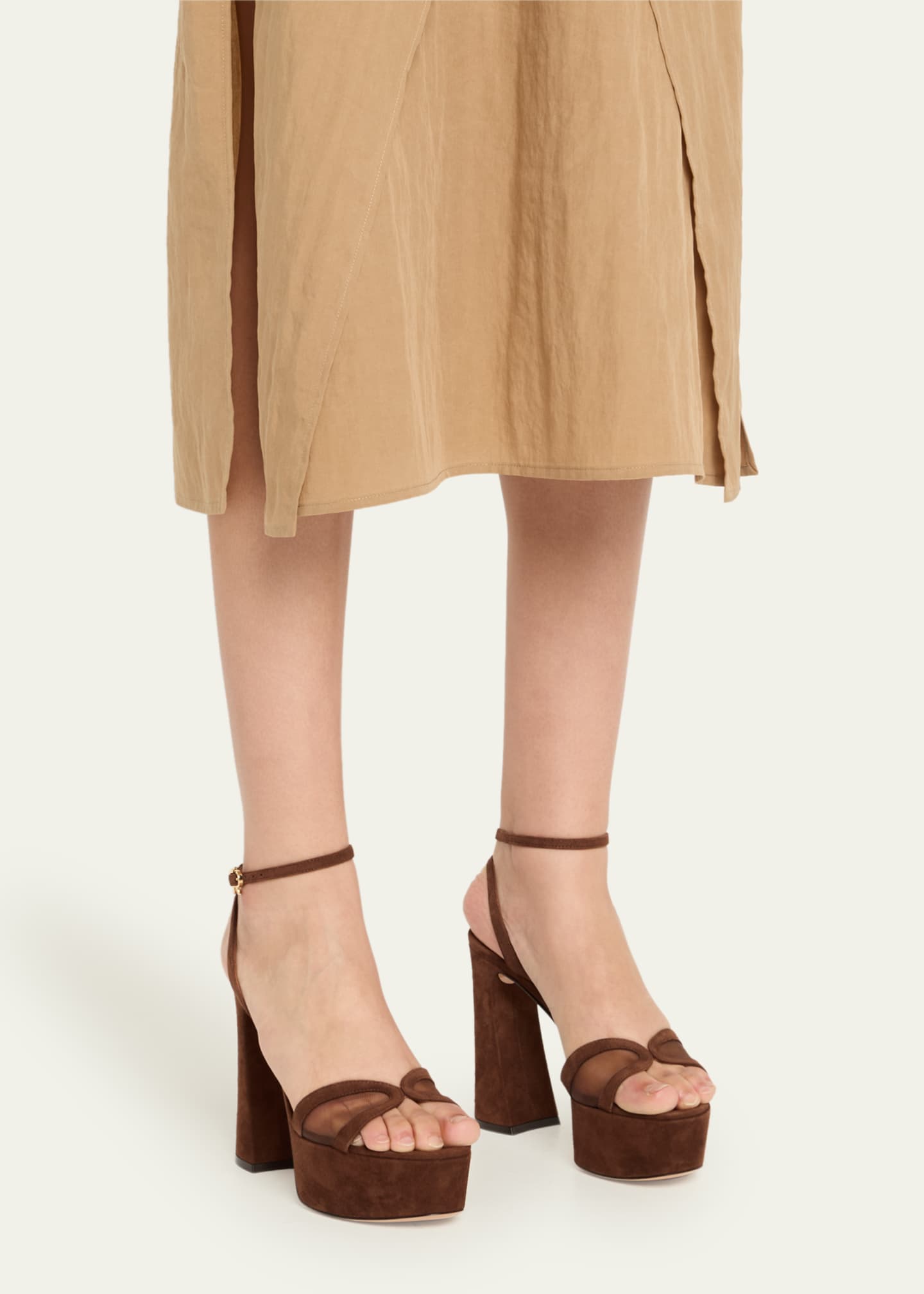 Gianvito Rossi Suede Mesh Platform Sandals Image 2 of 6