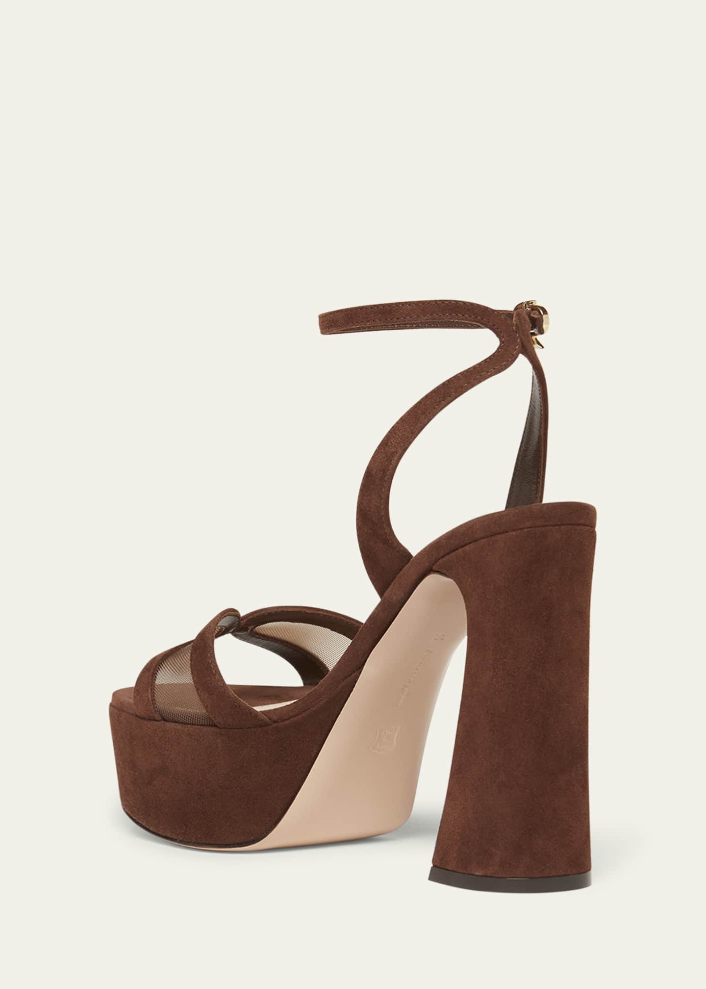 Gianvito Rossi Suede Mesh Platform Sandals Image 4 of 6