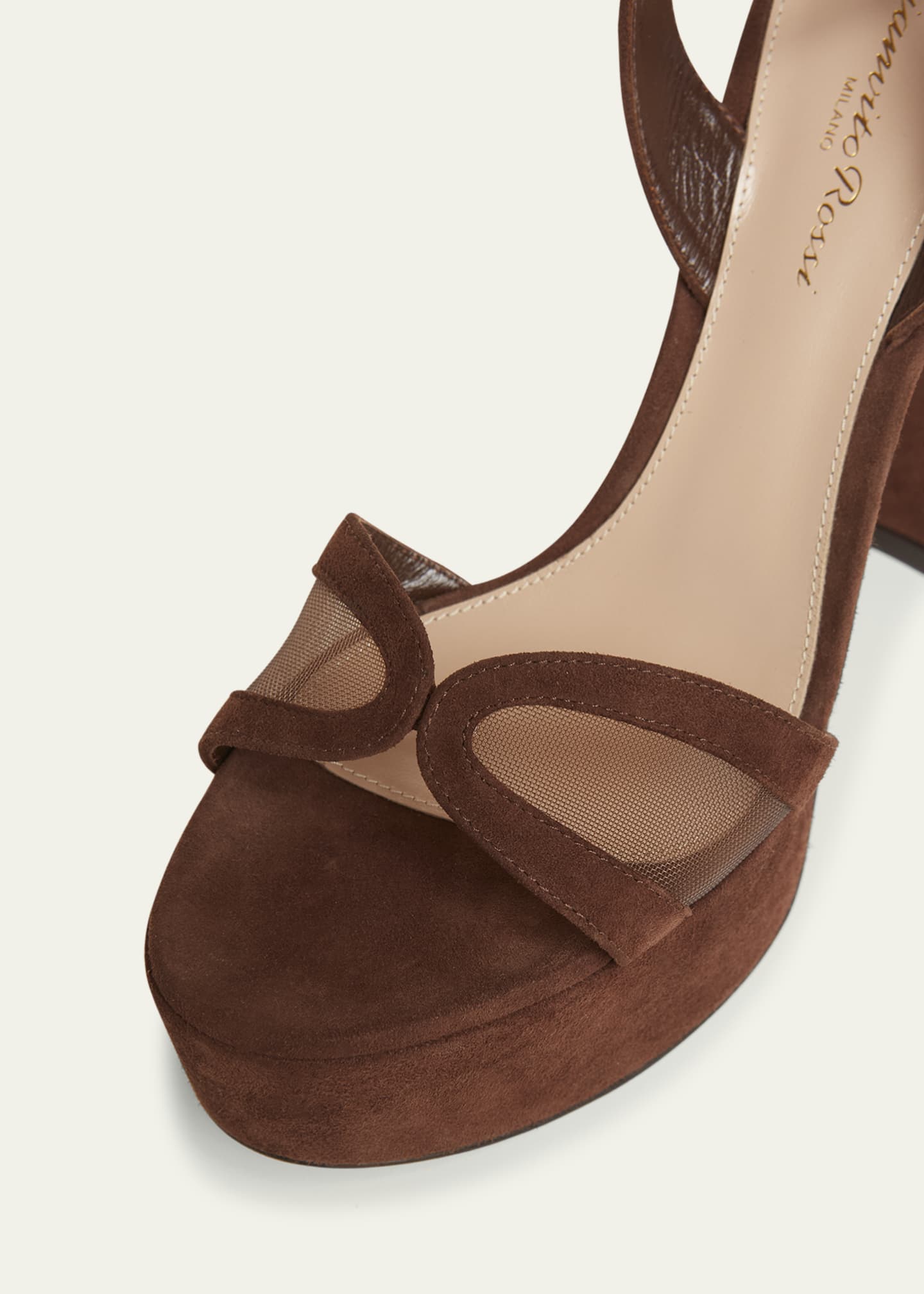 Gianvito Rossi Suede Mesh Platform Sandals Image 5 of 6