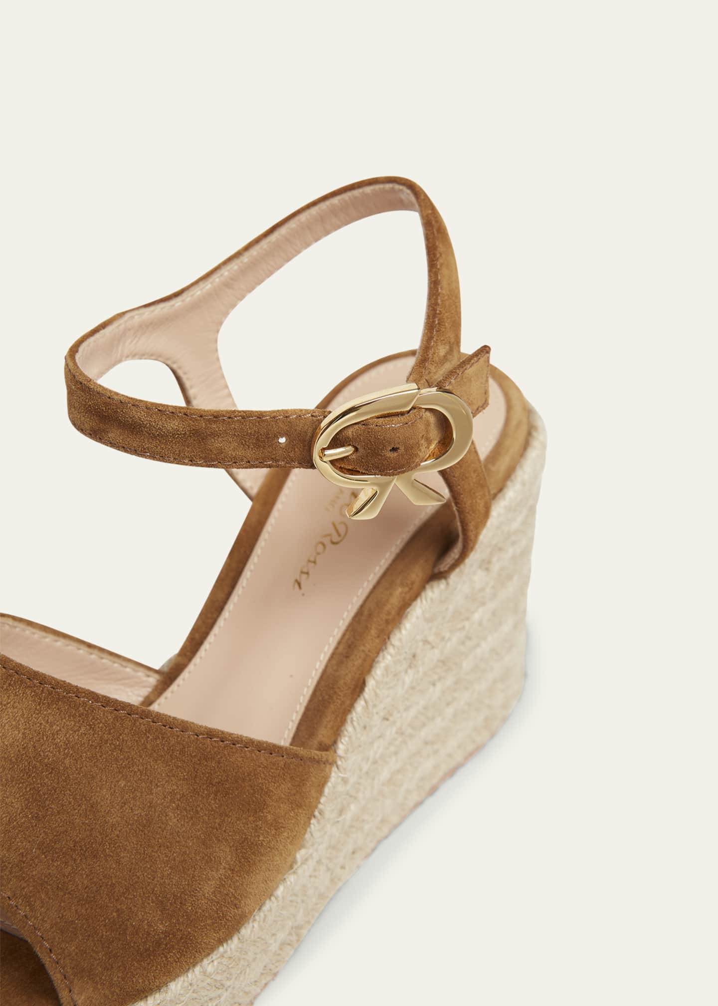 Gianvito Rossi Suede Wedge Ankle-Strap Espadrilles