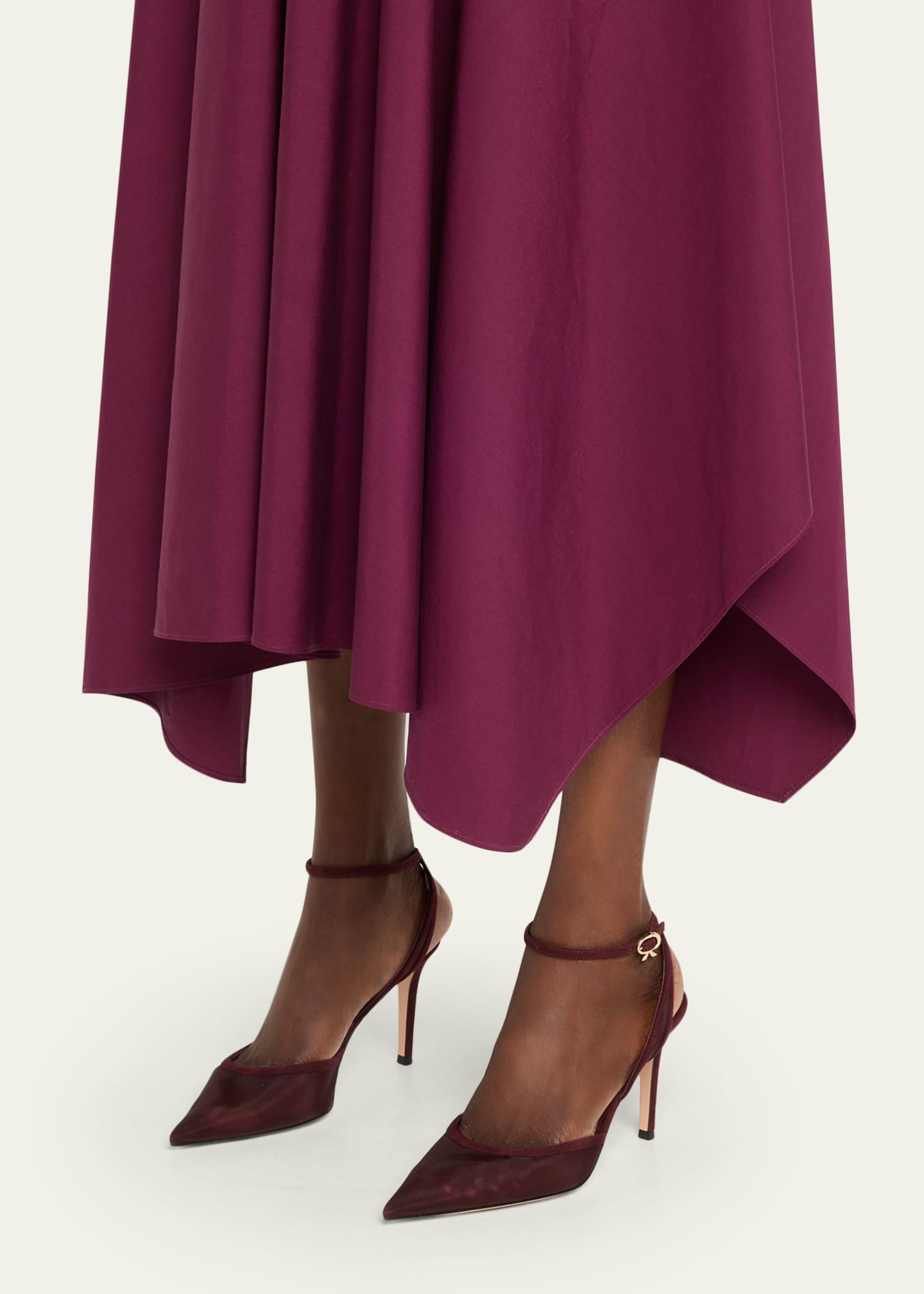Gianvito Rossi Suede Organza Ankle-Strap Pumps Image 2 of 6