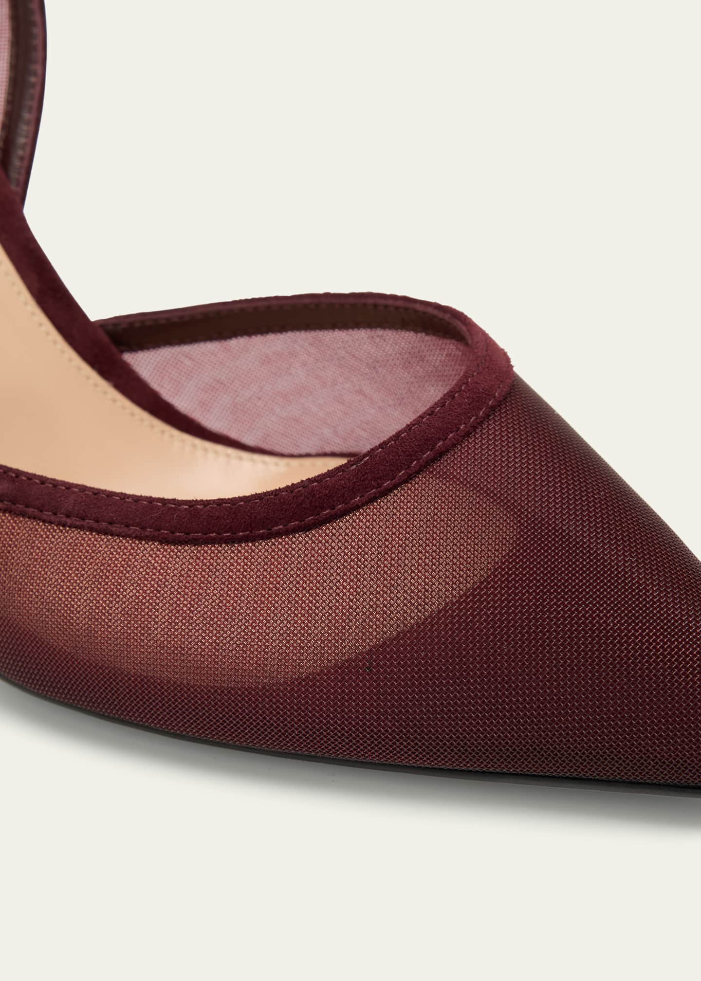 Gianvito Rossi Suede Organza Ankle-Strap Pumps Image 5 of 6