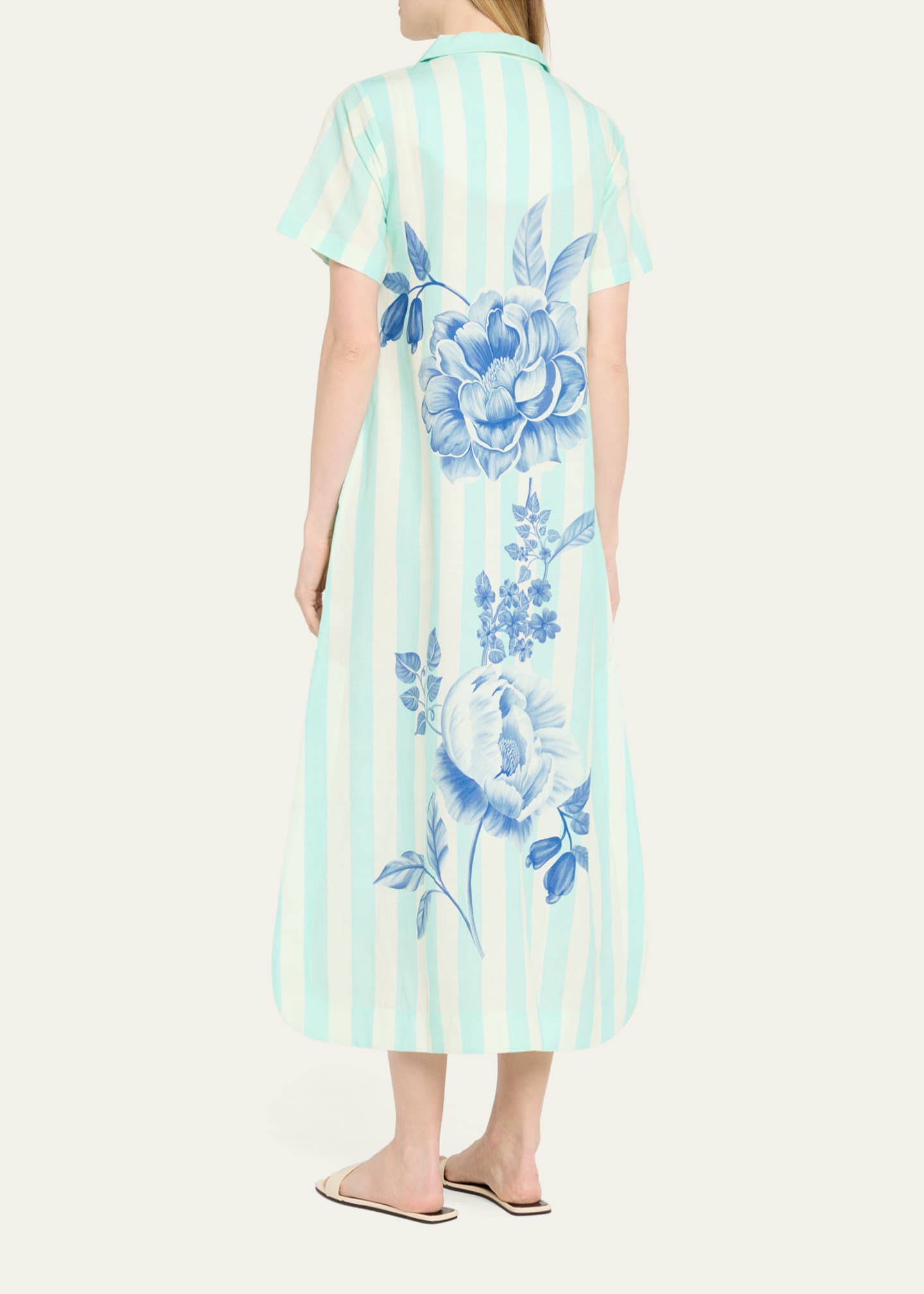 Verandah Peonies and Stripe Midi Shirtdress Image 3 of 4