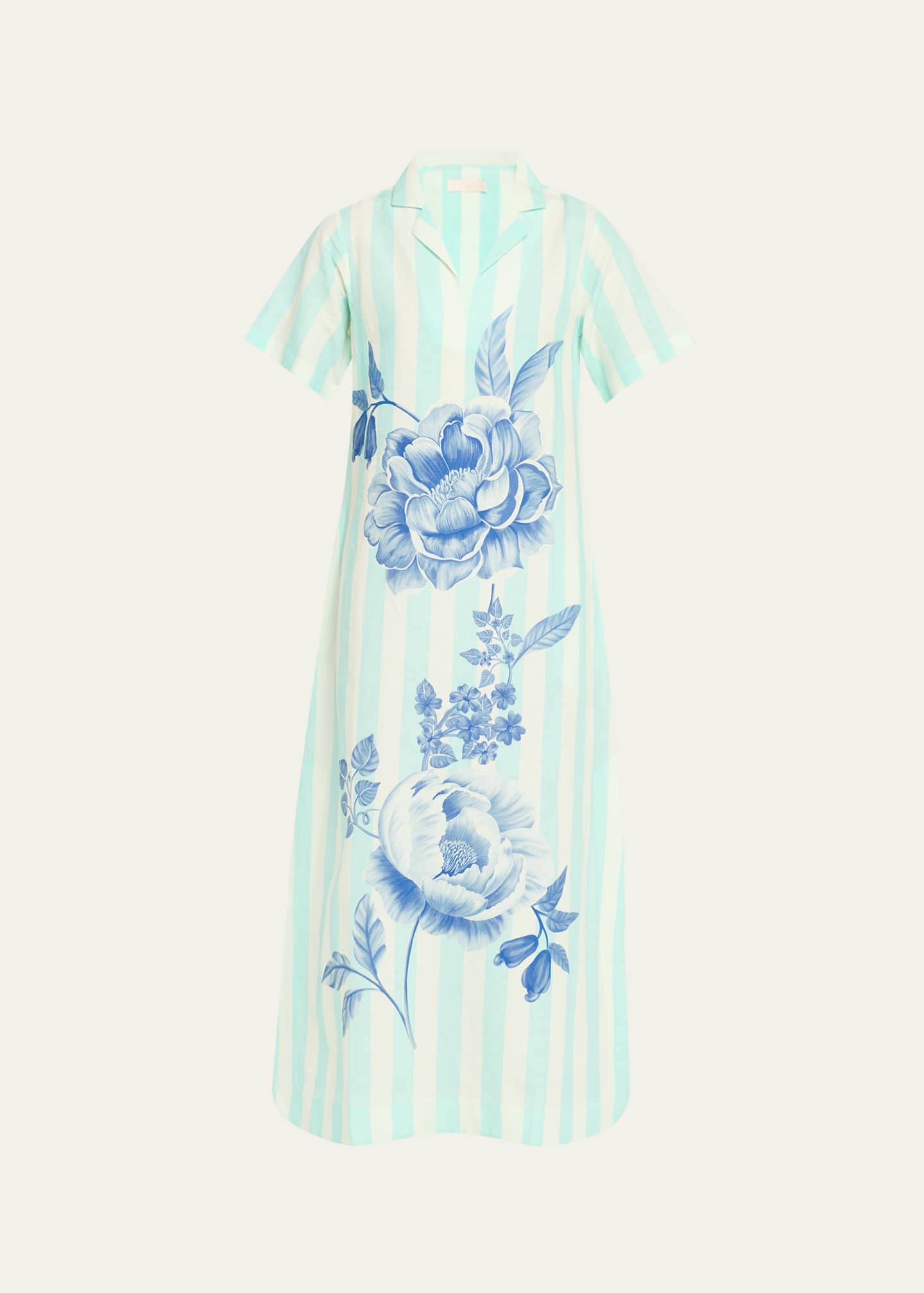 Verandah Peonies and Stripe Midi Shirtdress Image 1 of 4