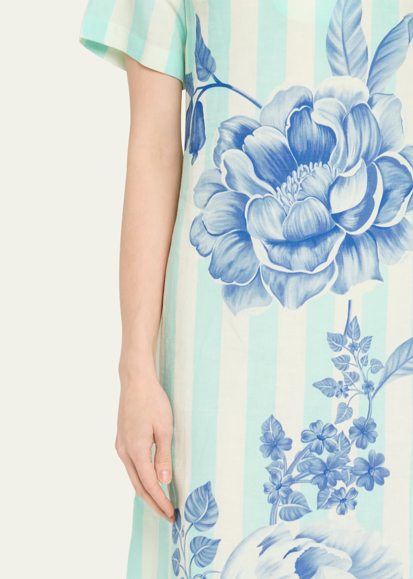 Verandah Peonies and Stripe Midi Shirtdress Image 4 of 4