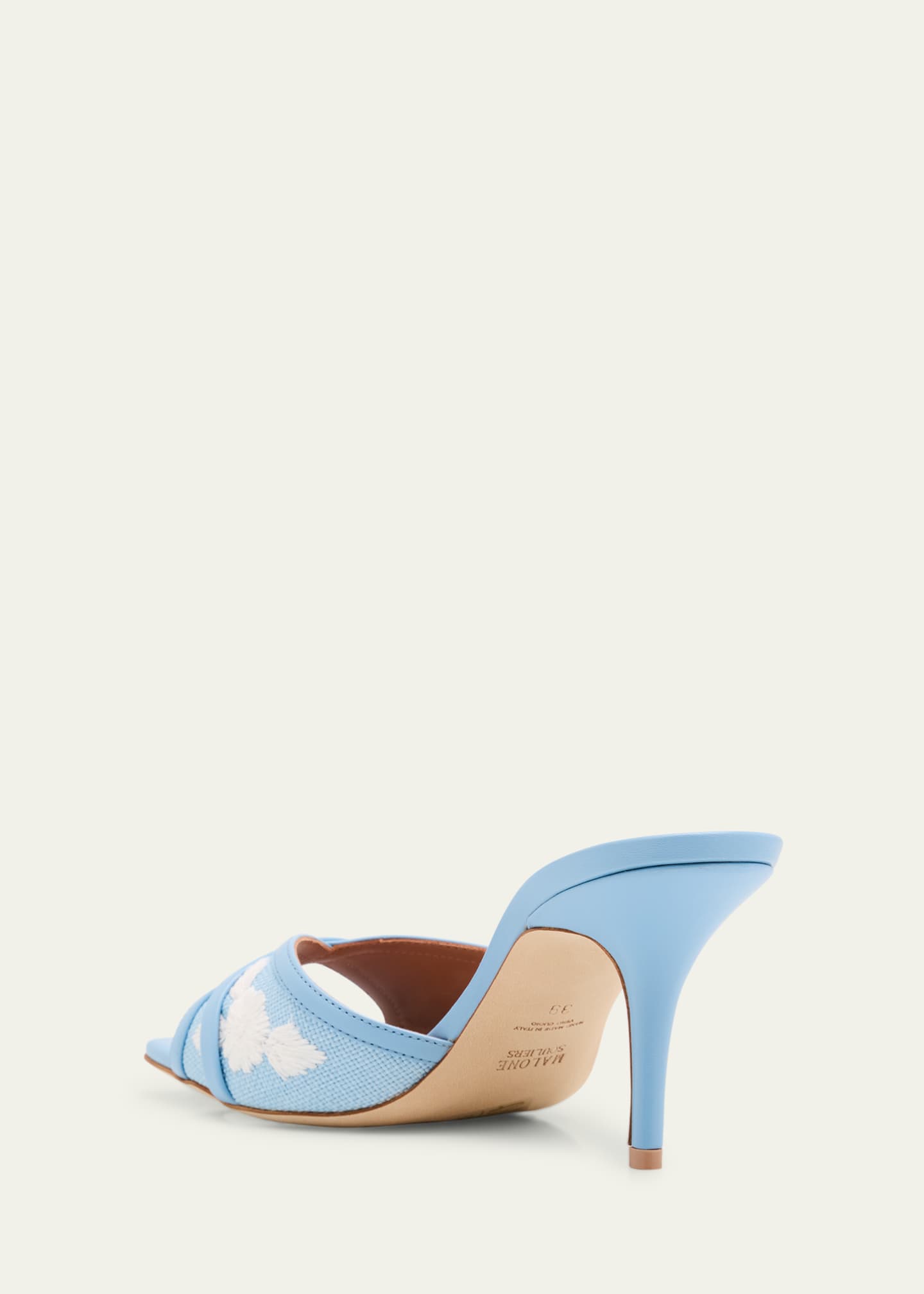 Malone Souliers Perla Raffia Leather Stiletto Slide Sandals Image 4 of 6
