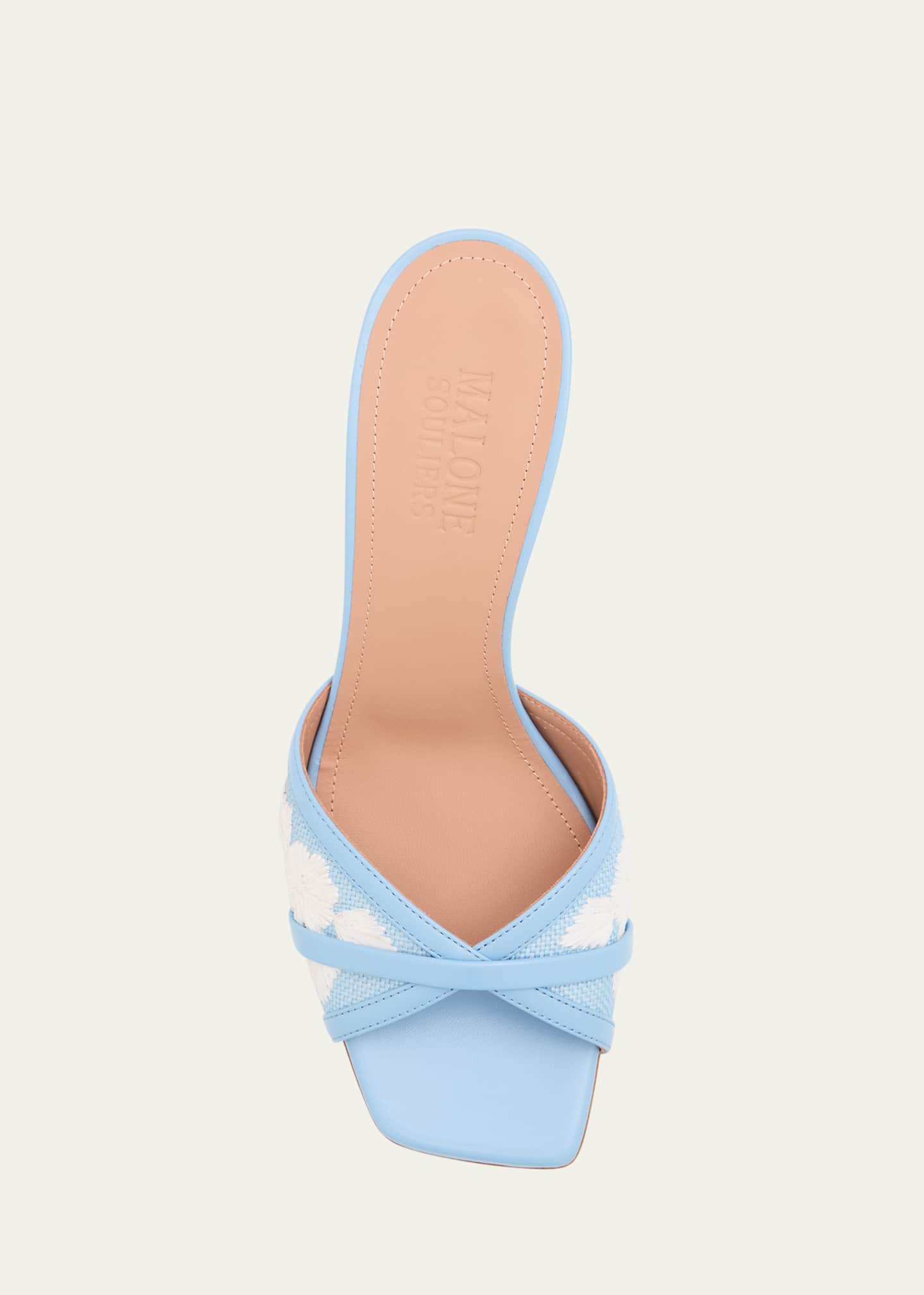 Malone Souliers Perla Raffia Leather Stiletto Slide Sandals Image 6 of 6