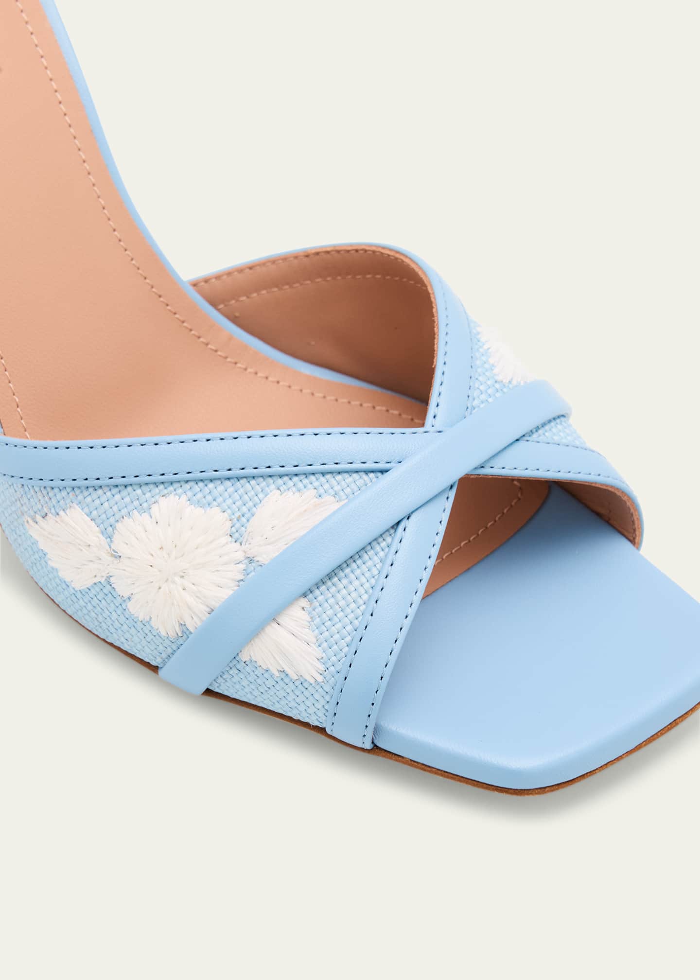 Malone Souliers Perla Raffia Leather Stiletto Slide Sandals Image 5 of 6
