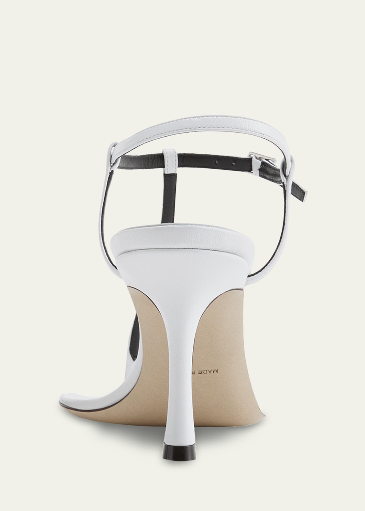 Christen Mono Leather T-Strap Stiletto Sandals Image 2 of 3