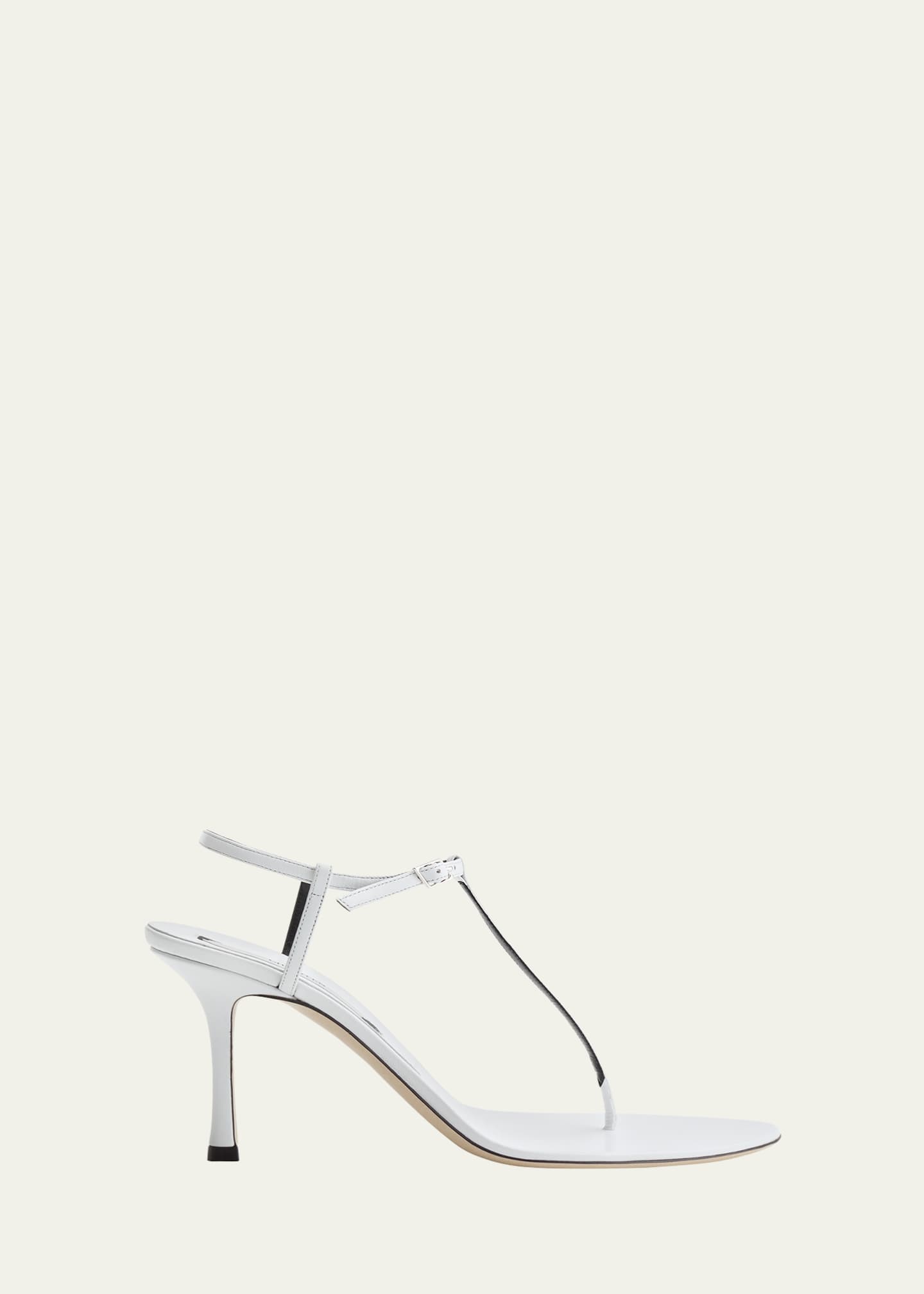Christen Mono Leather T-Strap Stiletto Sandals Image 1 of 3