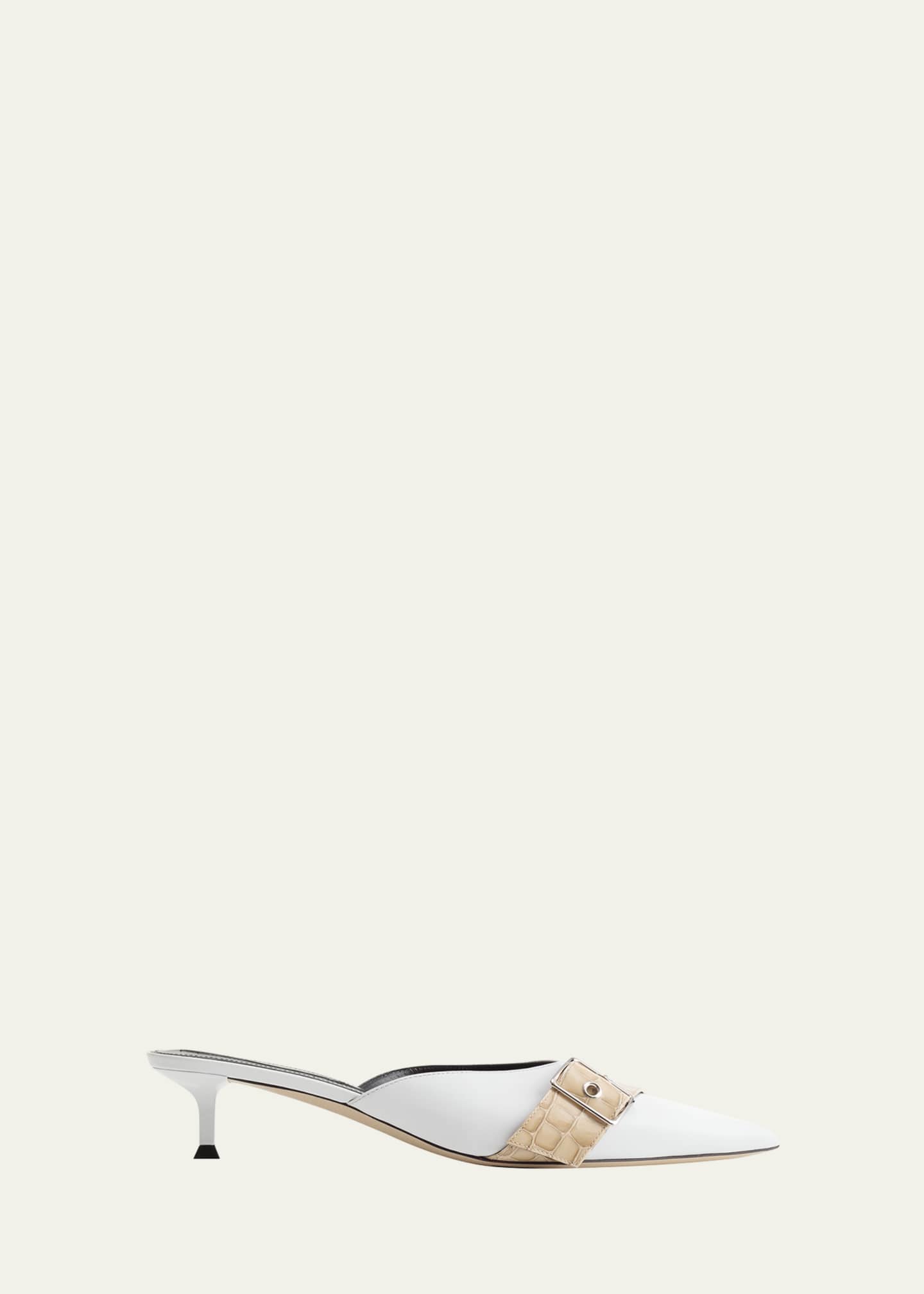 Christen Helix Mixed Leather Buckle Mules Image 1 of 3