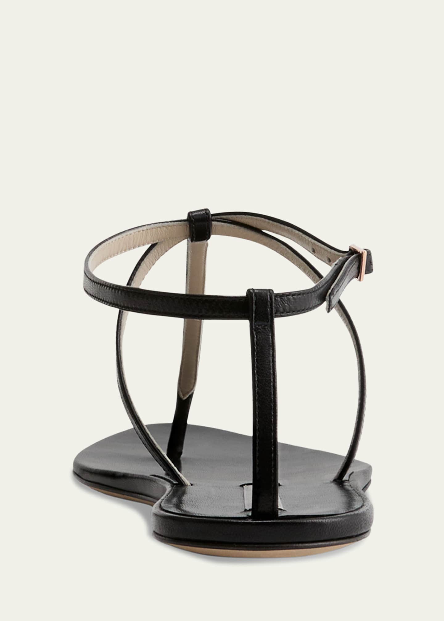 Christen Mono Leather T-Strap Flat Sandals Image 2 of 3