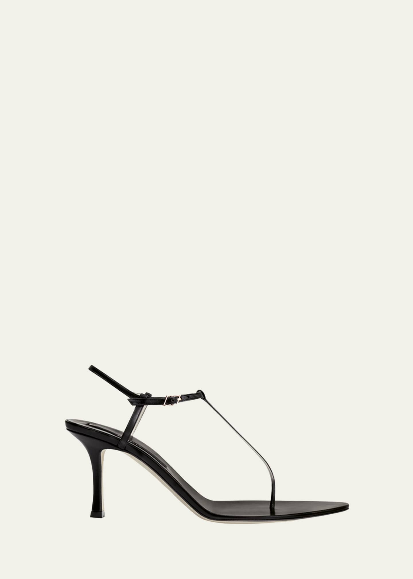 Christen Mono Leather T-Strap Stiletto Sandals Image 1 of 3