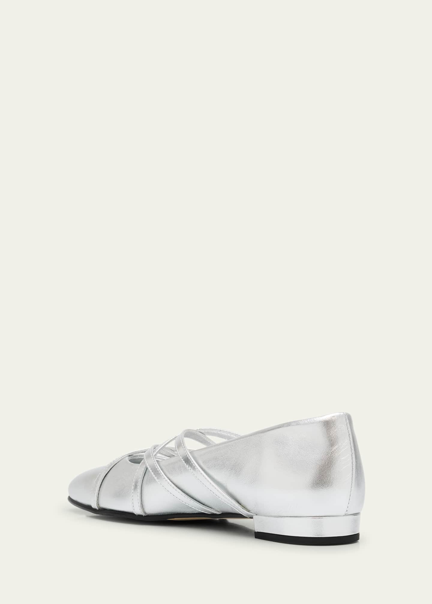 Eloise Buckle Metallic Leather Ballerina Flats