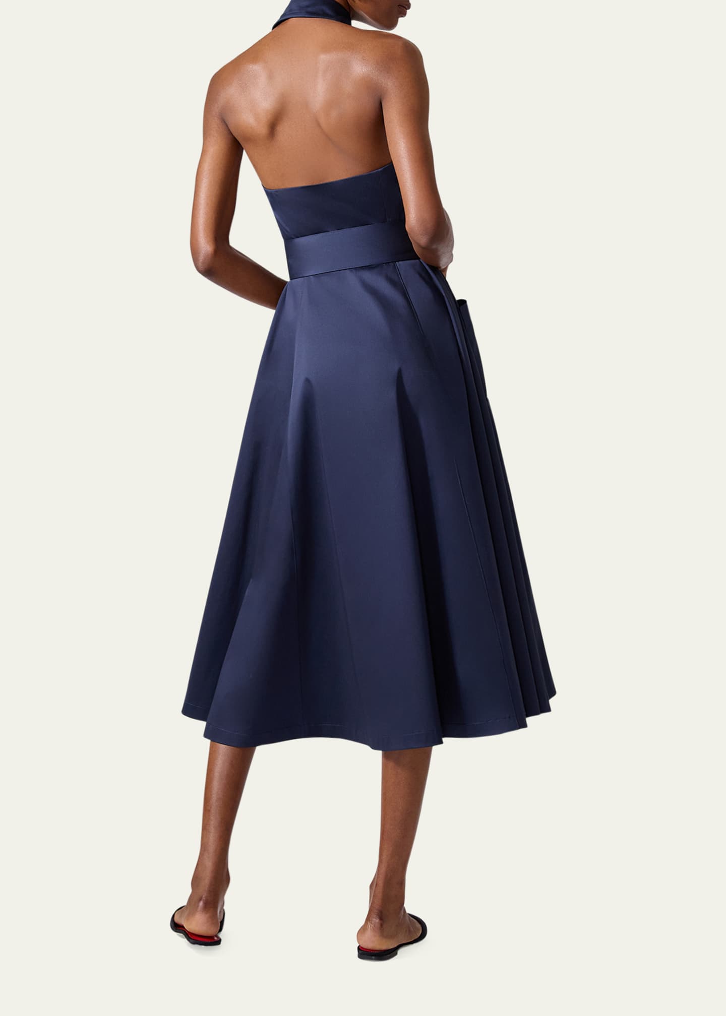 Carolina Herrera Collared Button-Front Halter Midi Dress Image 3 of 3