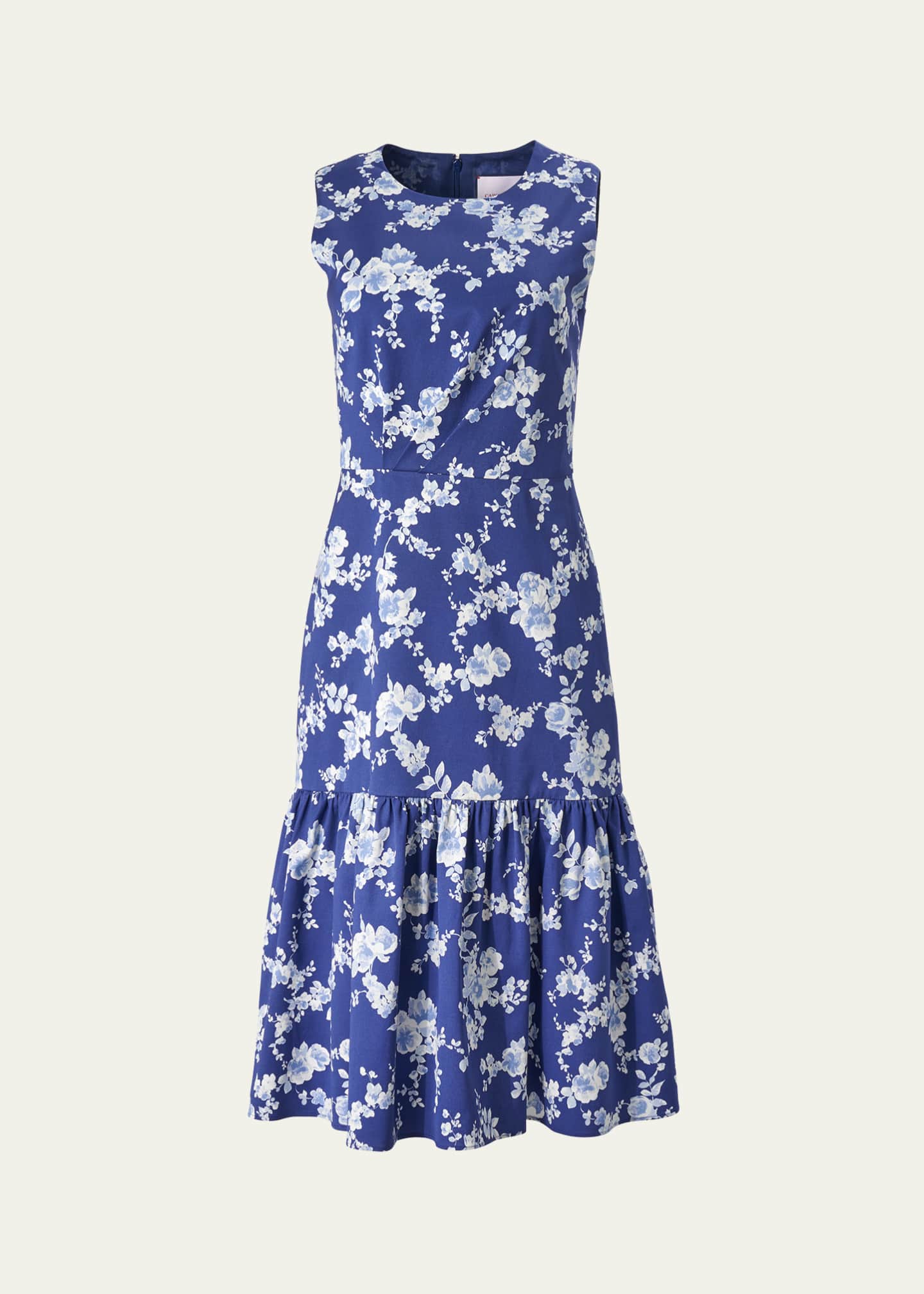 Carolina Herrera Sleeveless Floral Ruffle Dress Image 1 of 4