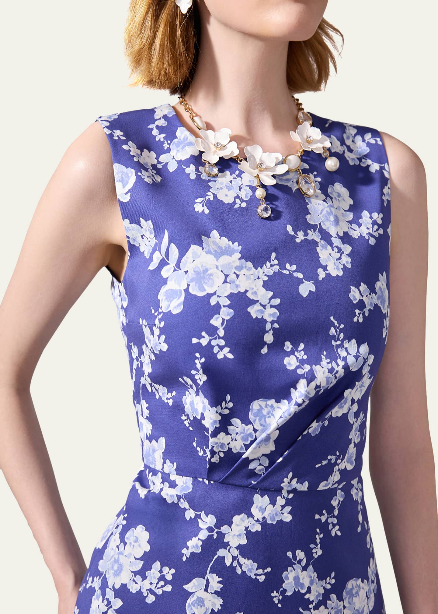 Carolina Herrera Sleeveless Floral Ruffle Dress Image 4 of 4