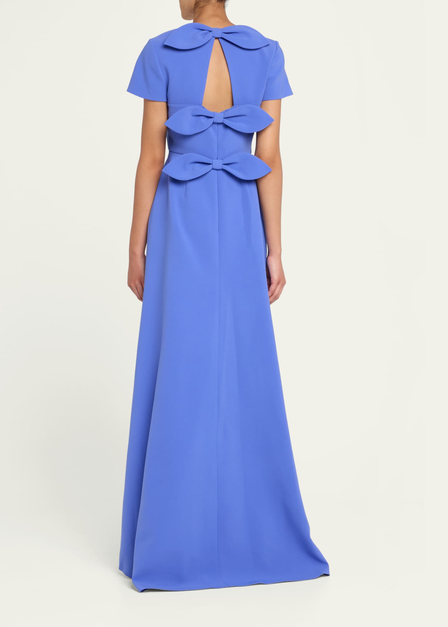 Carolina Herrera Bow-Embellished Embroidered Applique Gown Image 3 of 5