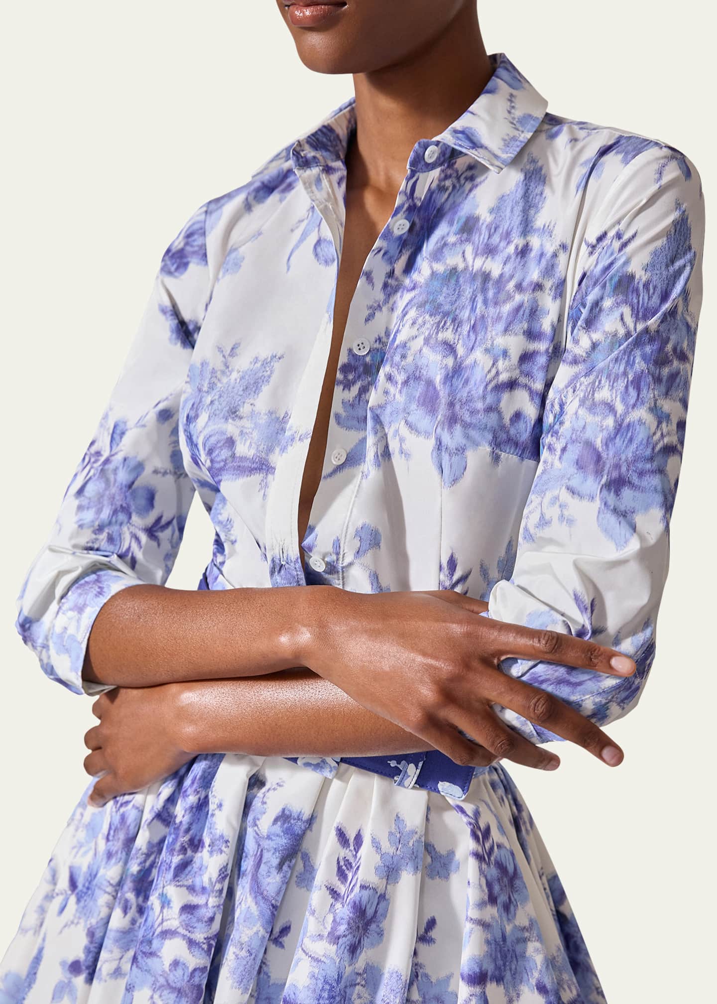 Carolina Herrera Blur Floral Button-Down Icon Blouse Image 4 of 4