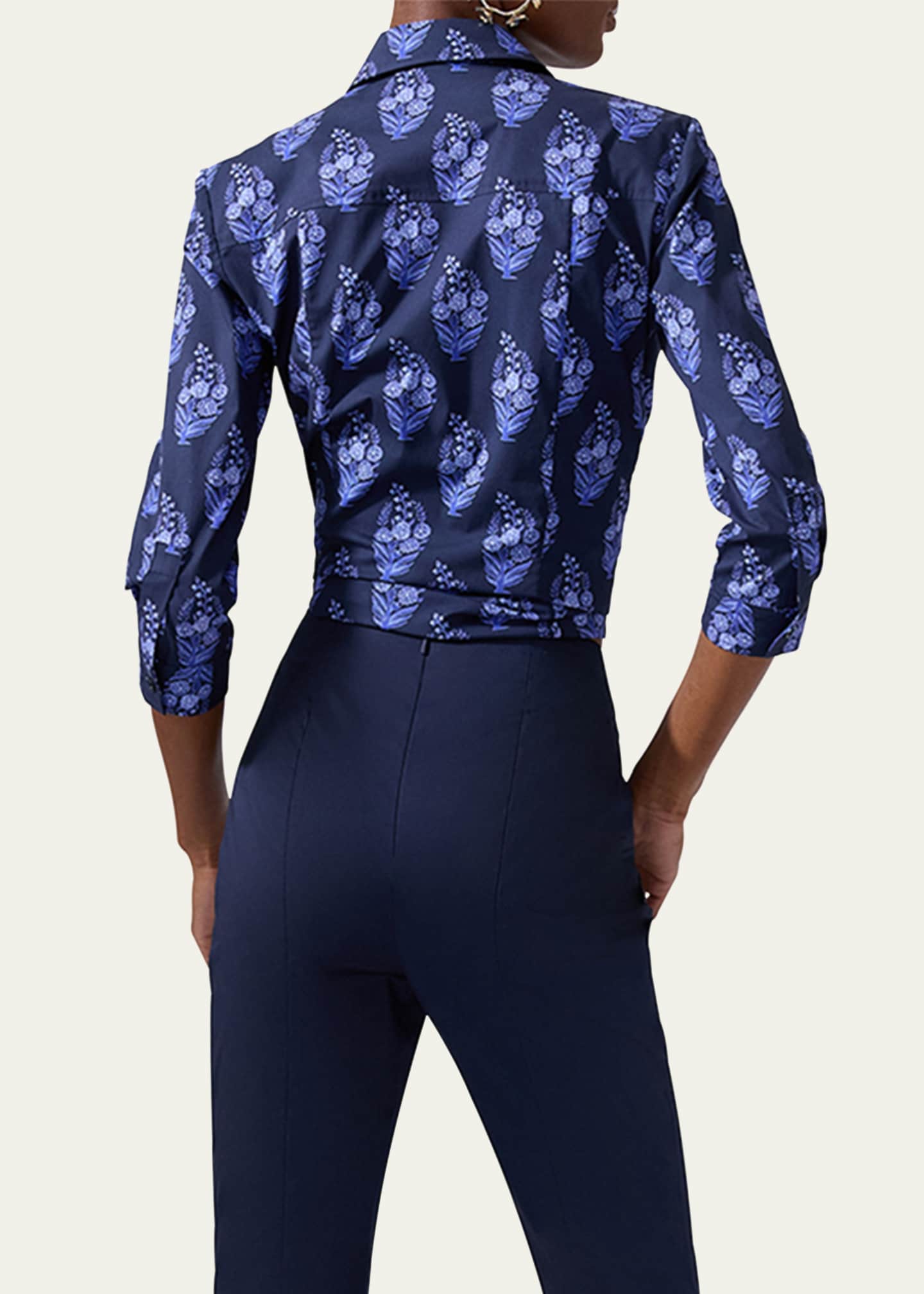 Carolina Herrera Bouquet-Print Button-Down Icon Blouse Image 3 of 3