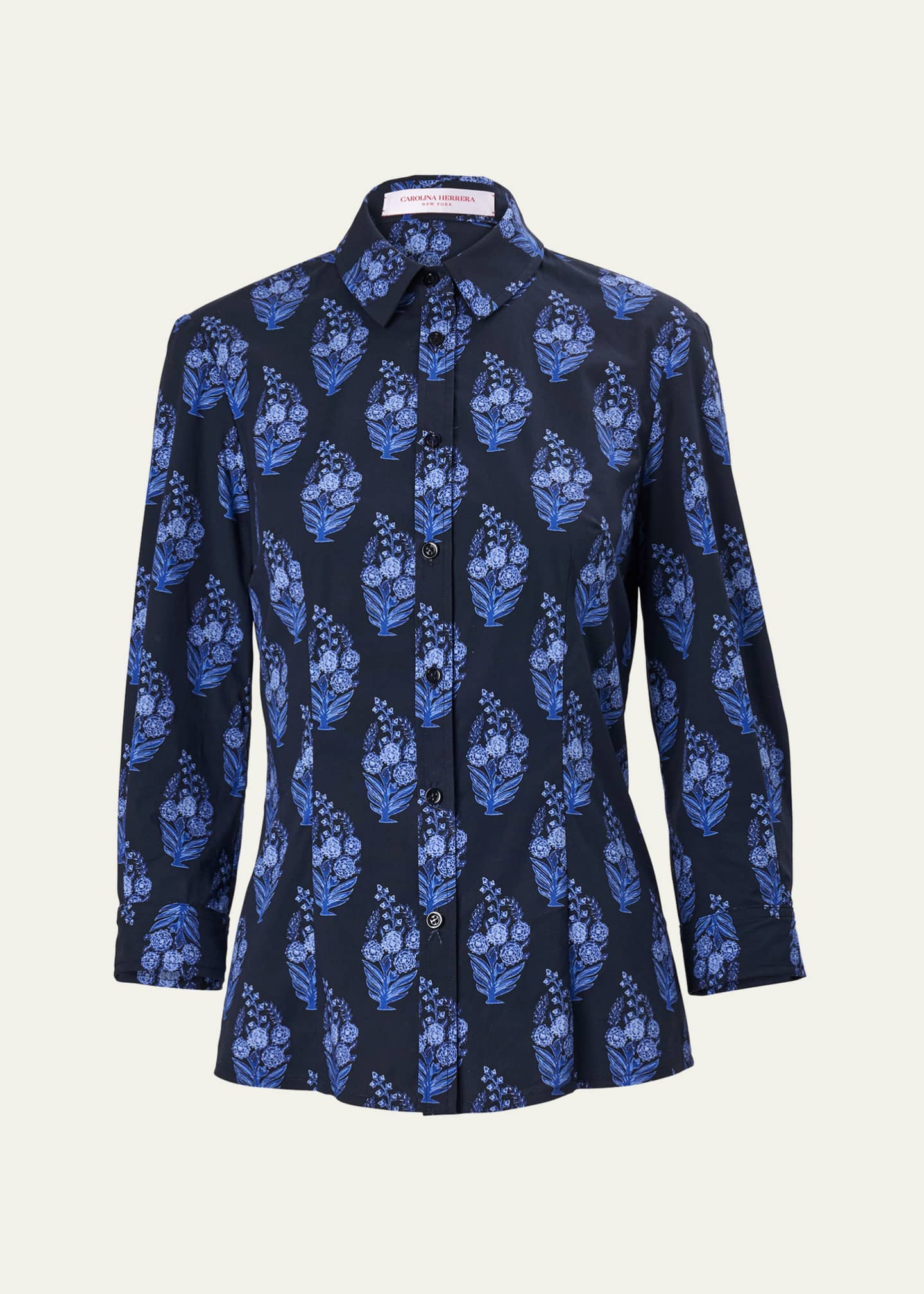 Carolina Herrera Bouquet-Print Button-Down Icon Blouse Image 1 of 3
