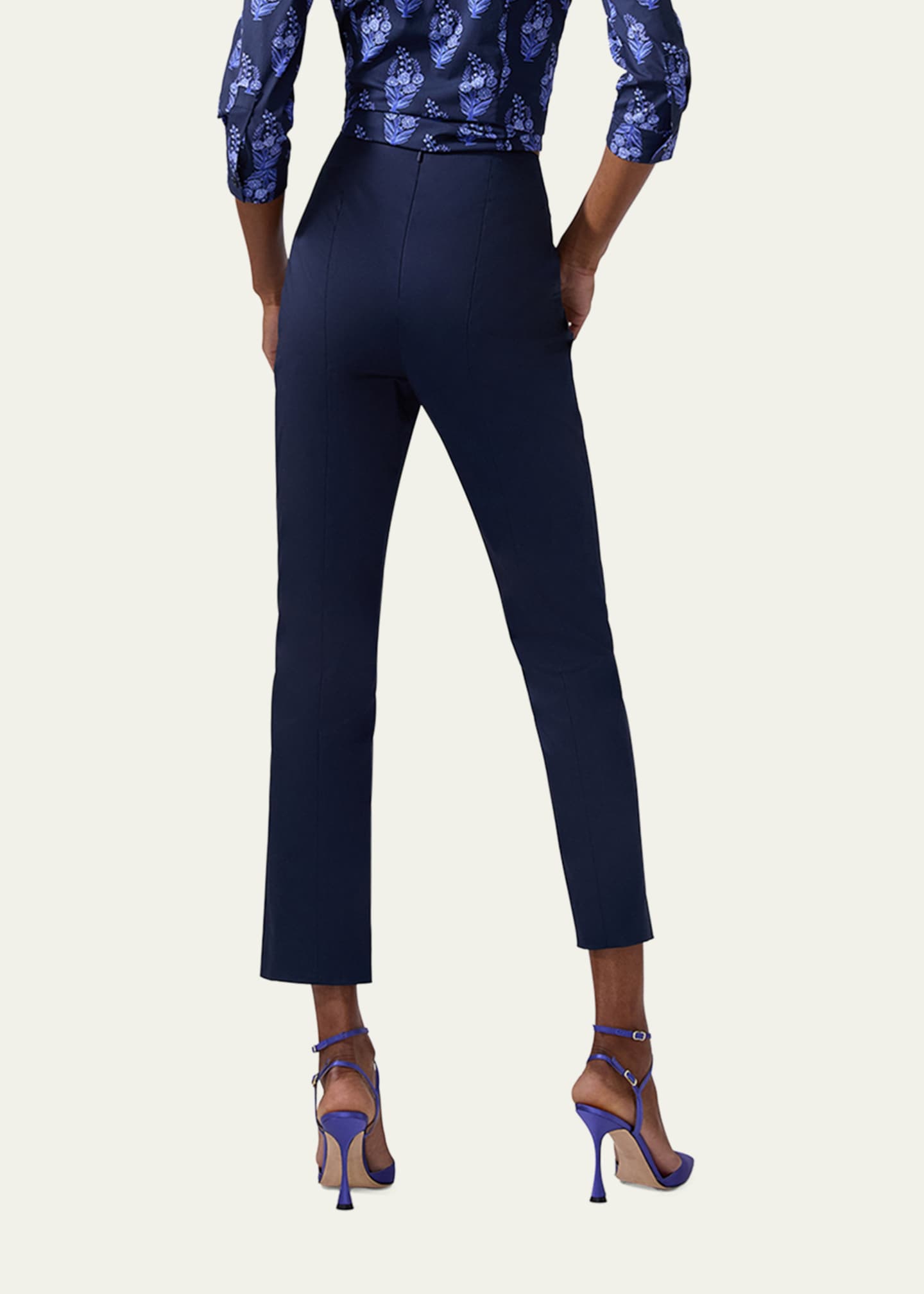 Carolina Herrera Mid-Rise Slim-Leg Ankle Pants Image 3 of 3