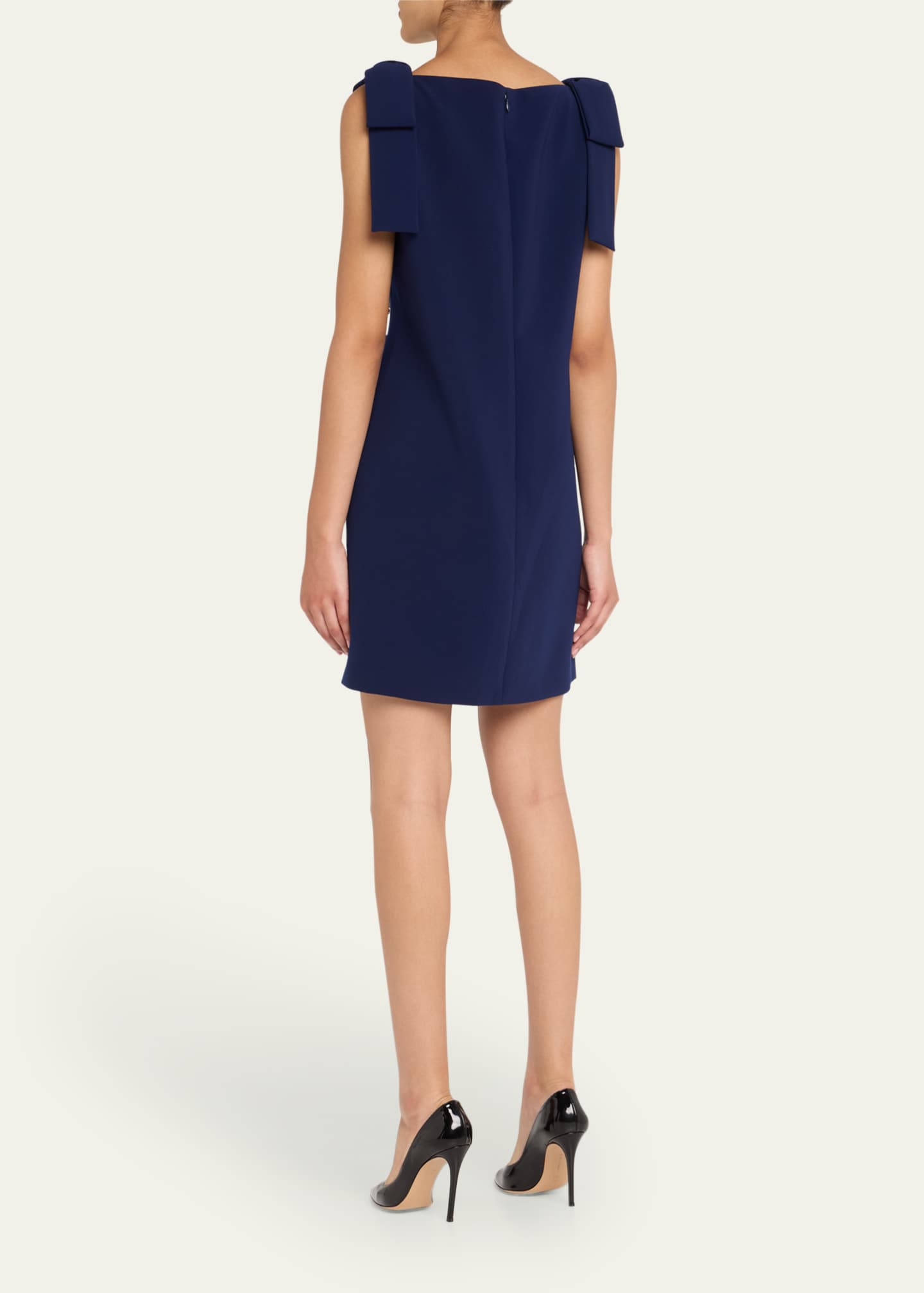 Carolina Herrera Embroidered Applique Bow Mini Dress Image 3 of 5
