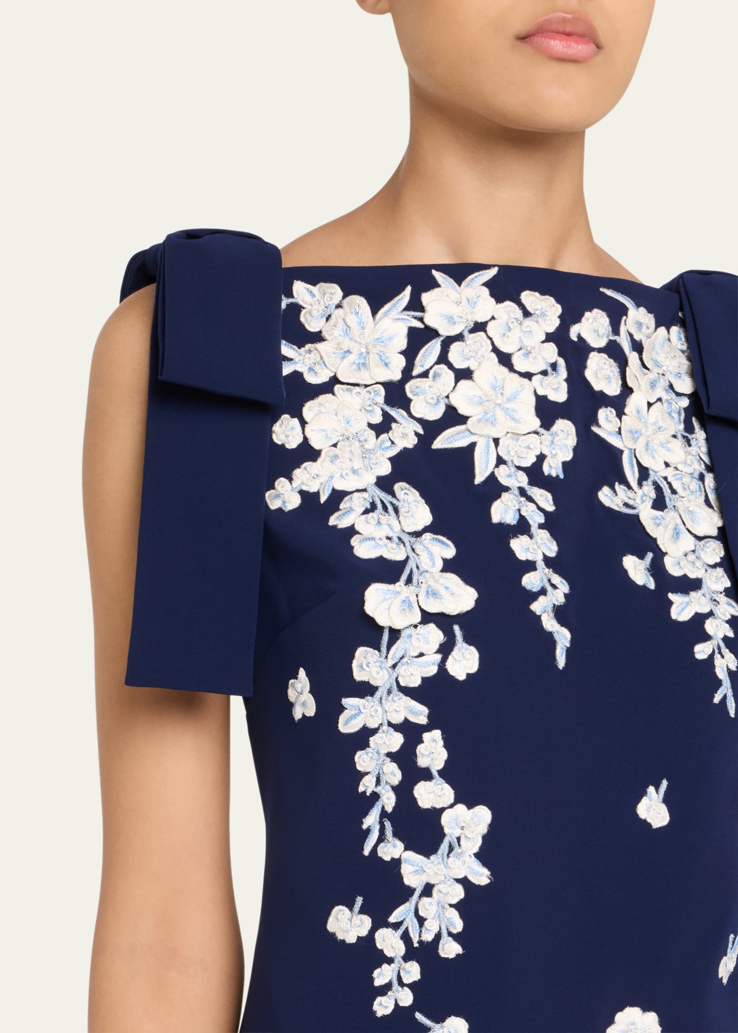 Carolina Herrera Embroidered Applique Bow Mini Dress Image 5 of 5