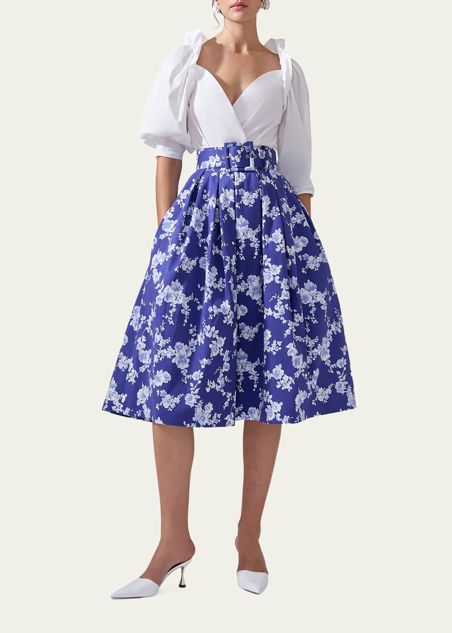 Carolina Herrera Floral Full Midi Skirt Image 2 of 3