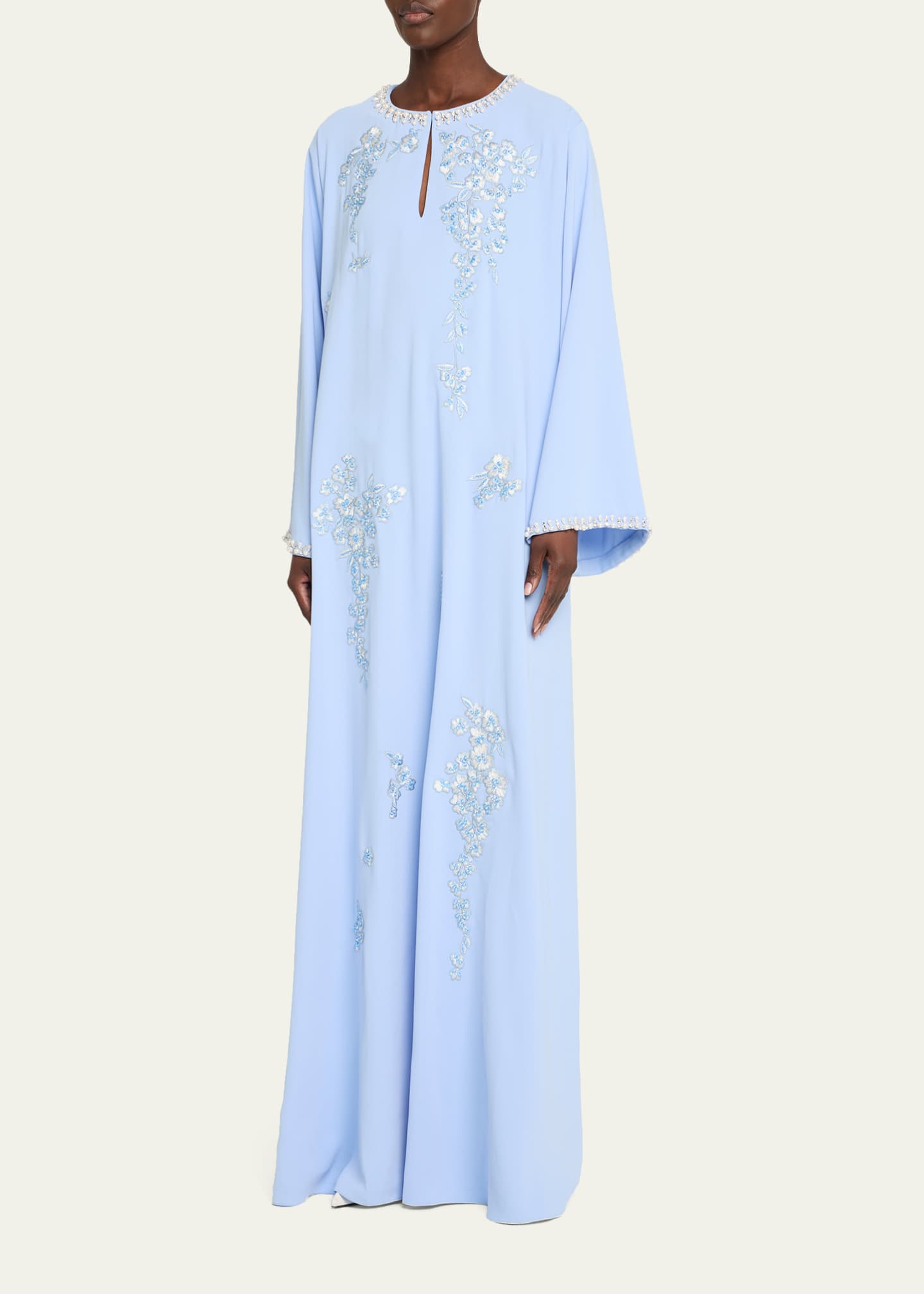Carolina Herrera Embroidered Maxi Caftan Dress Image 4 of 5