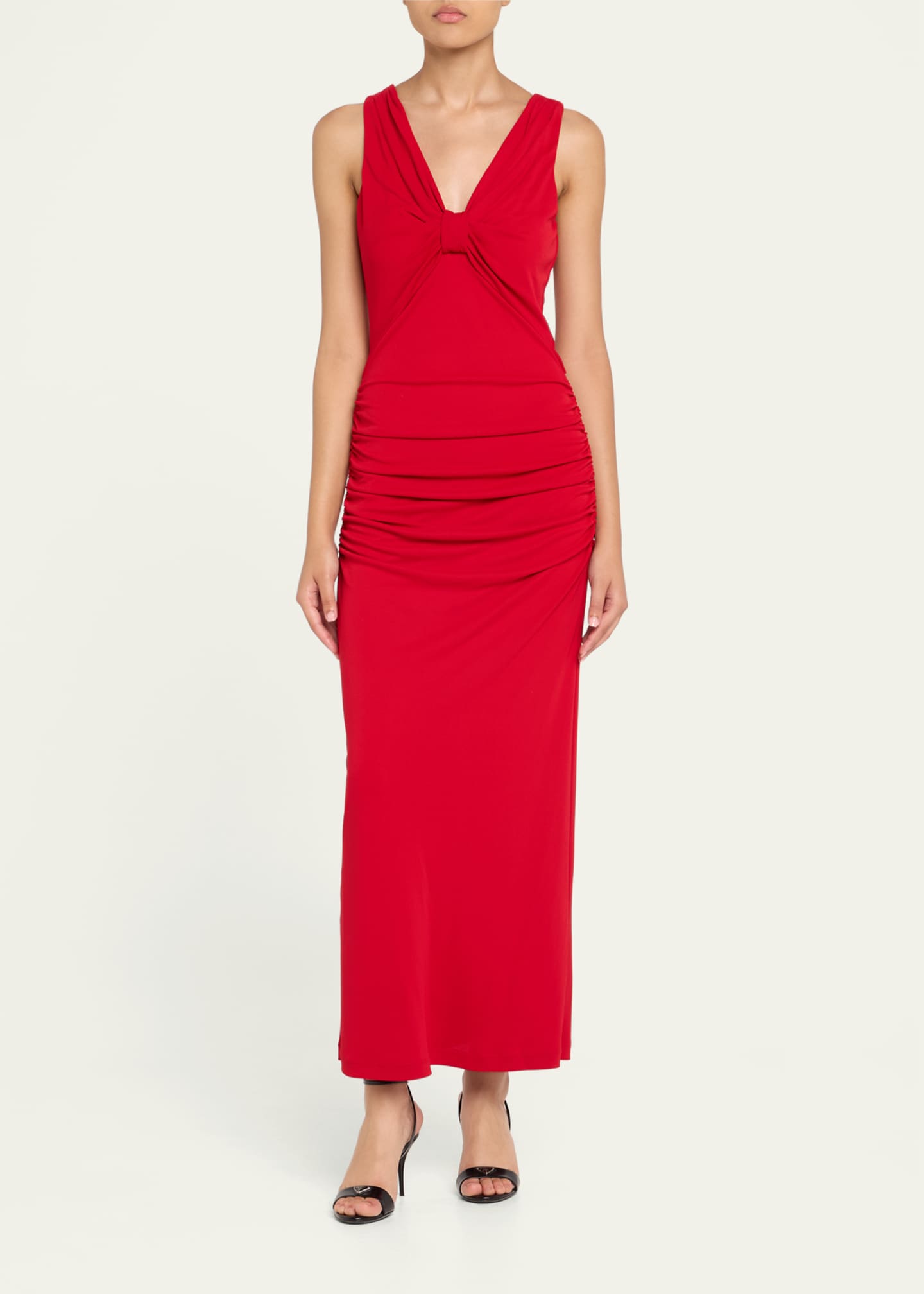 Carolina Herrera Ruched V-Neck Column Dress Image 2 of 5