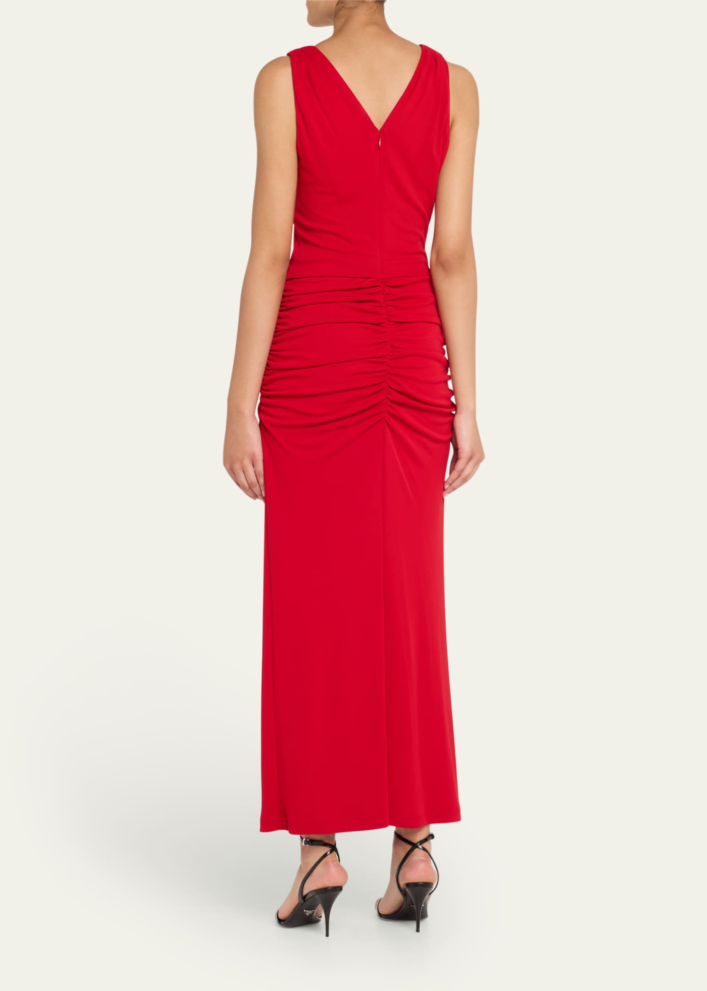 Carolina Herrera Ruched V-Neck Column Dress Image 3 of 5