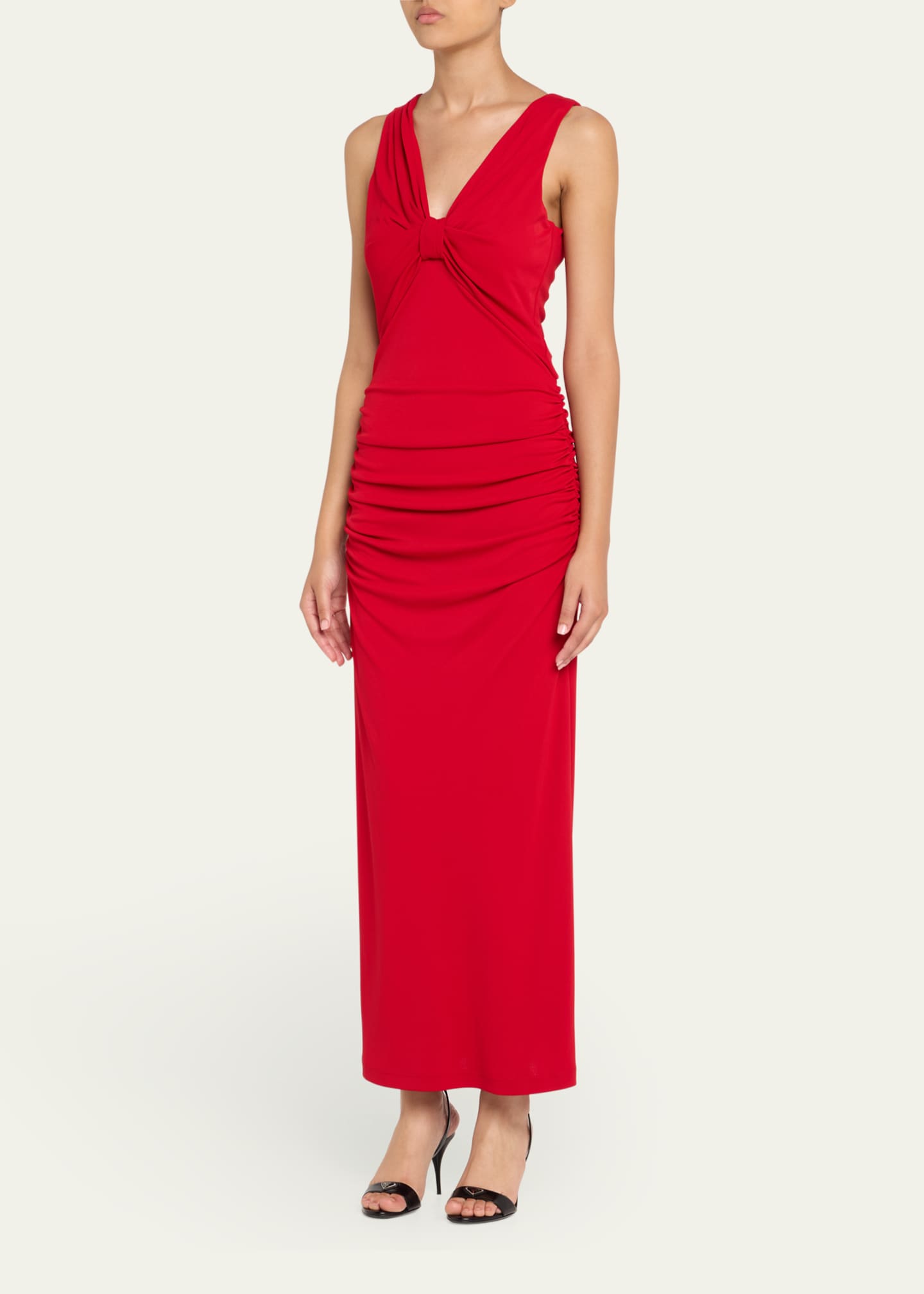Carolina Herrera Ruched V-Neck Column Dress Image 4 of 5
