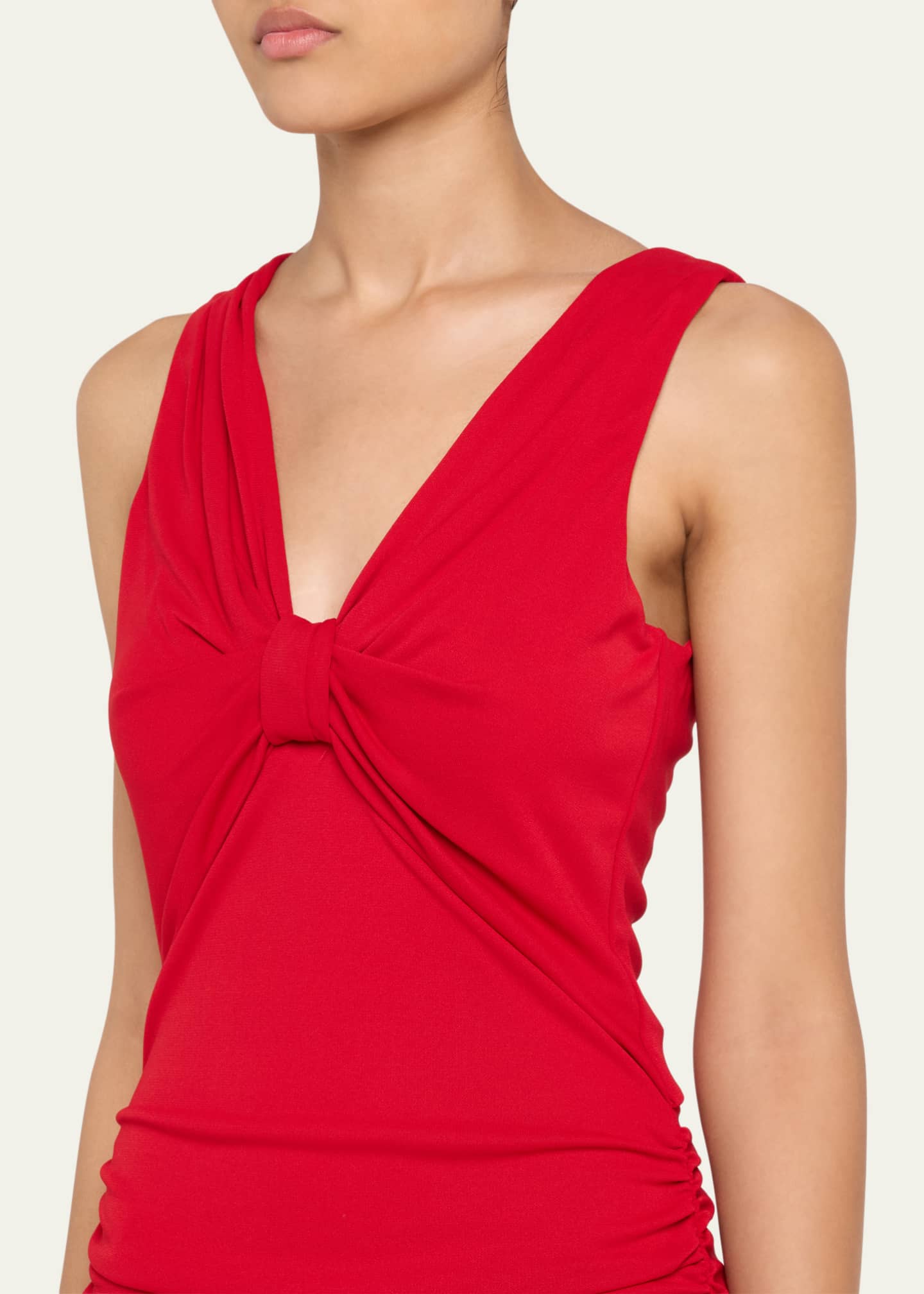 Carolina Herrera Ruched V-Neck Column Dress Image 5 of 5