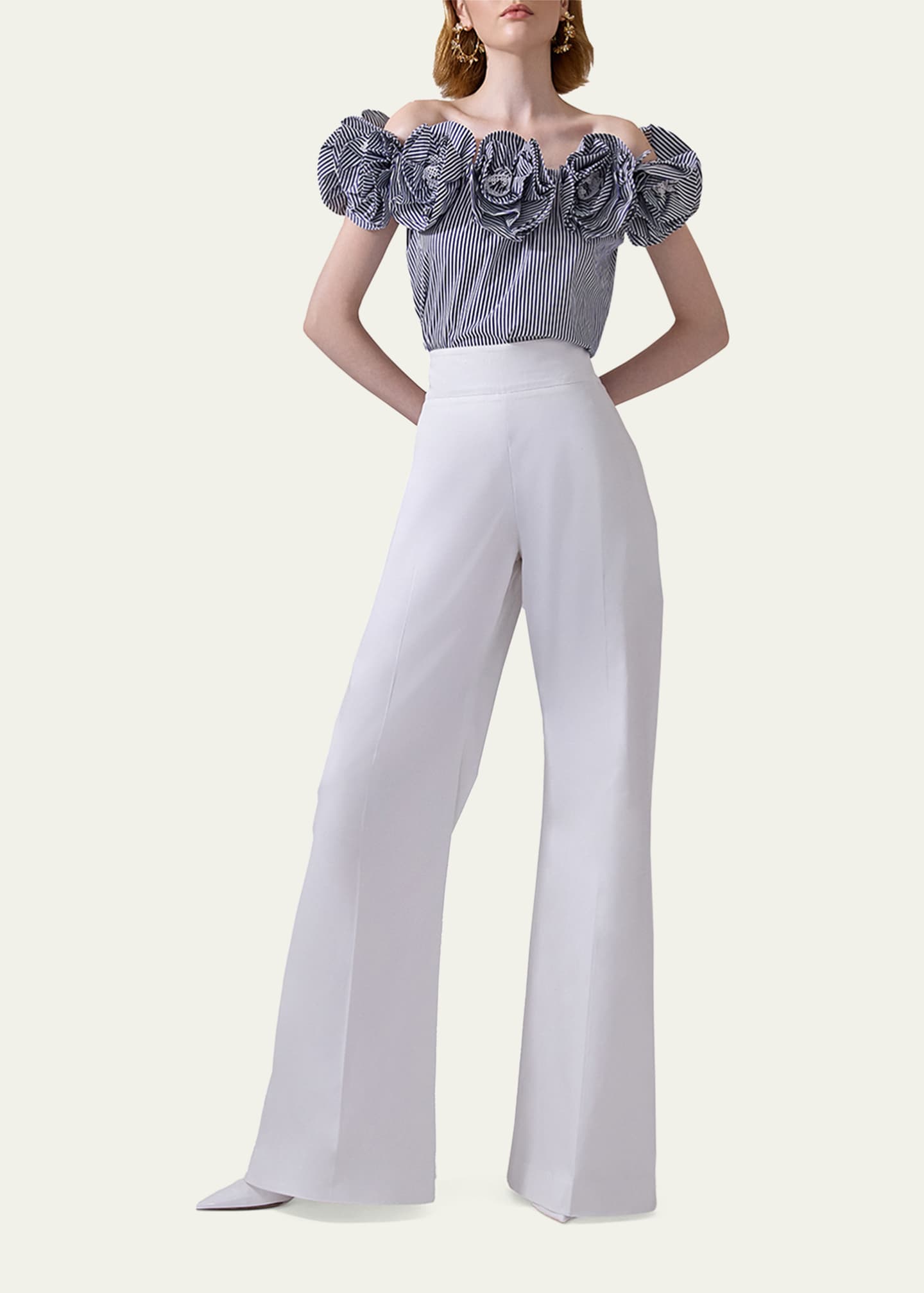 Carolina Herrera Embroidered Flower Off-the-Shoulder Top Image 2 of 4