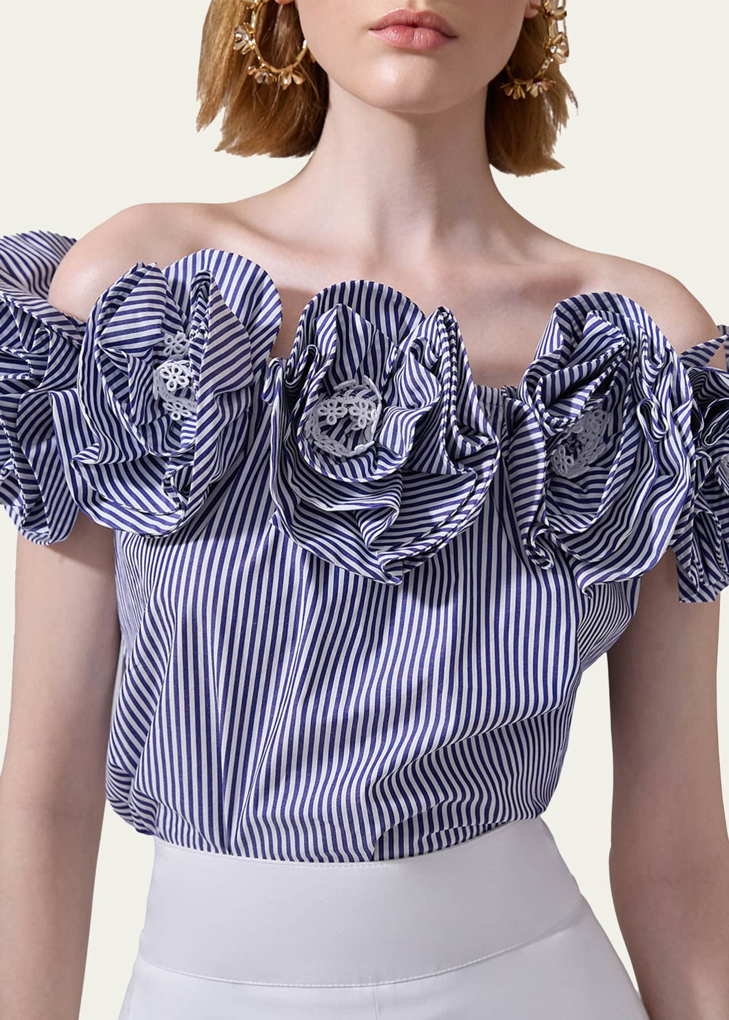 Carolina Herrera Embroidered Flower Off-the-Shoulder Top Image 4 of 4