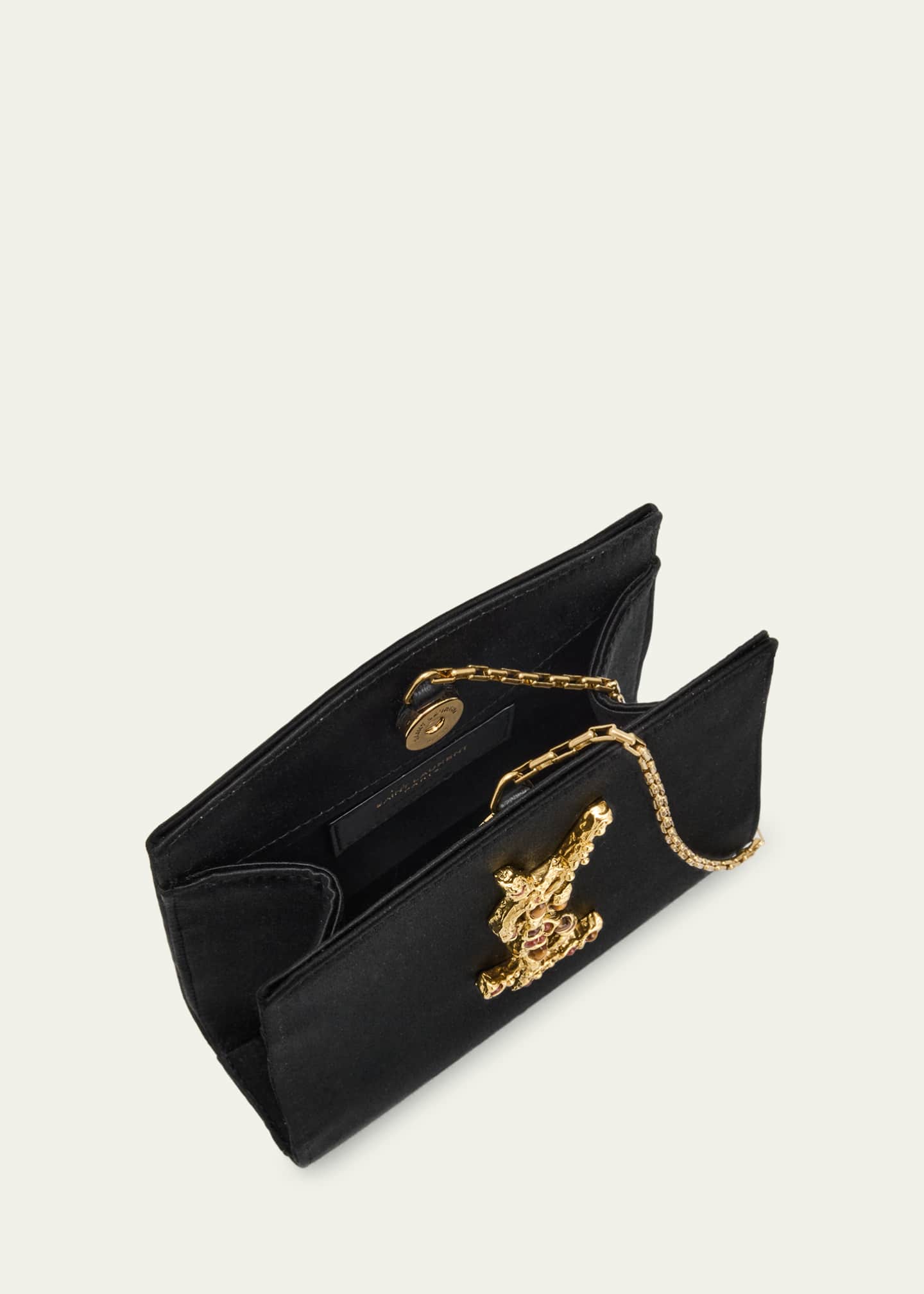 Saint Laurent Mini YSL Evening Wristlet in Satin Image 4 of 5