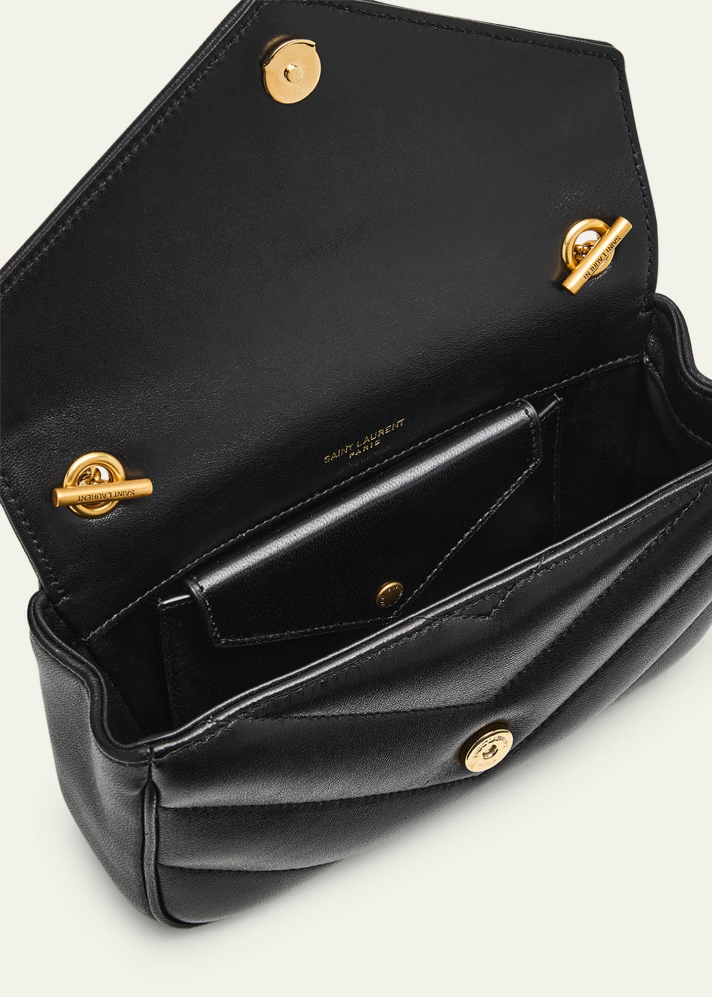 Saint Laurent Loulou Mini YSL Chain Crossbody Bag in Quilted