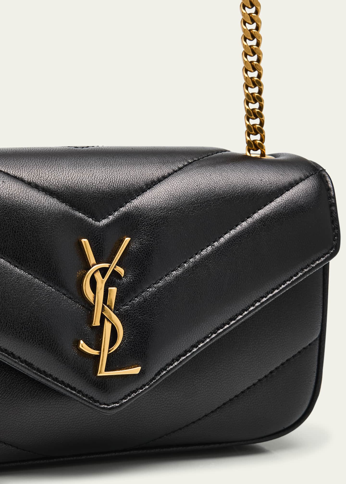 Saint Laurent Loulou Mini YSL Chain Crossbody Bag in Quilted
